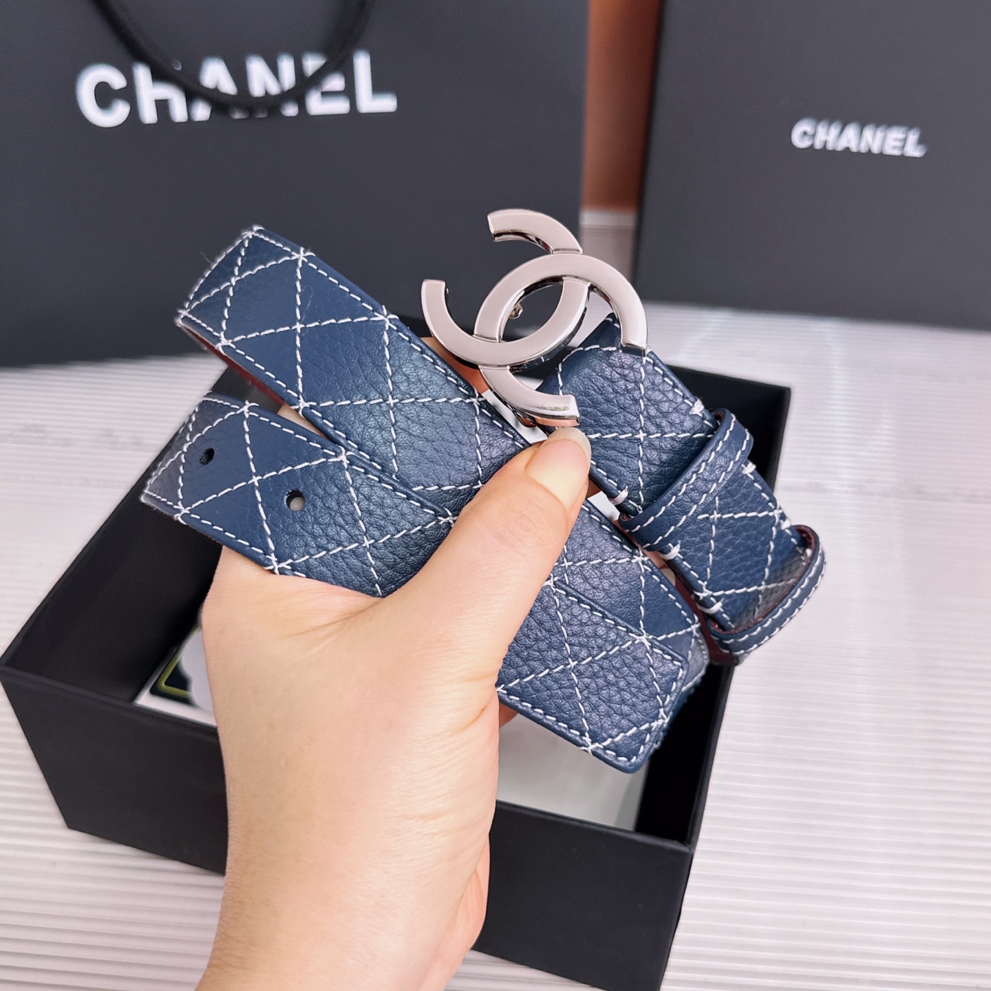 💥💥💥3.0cm香奈儿CHANEL腰带，双面头层牛皮，长度:均码:75.80.85.90.95.100.105欧，铜五金