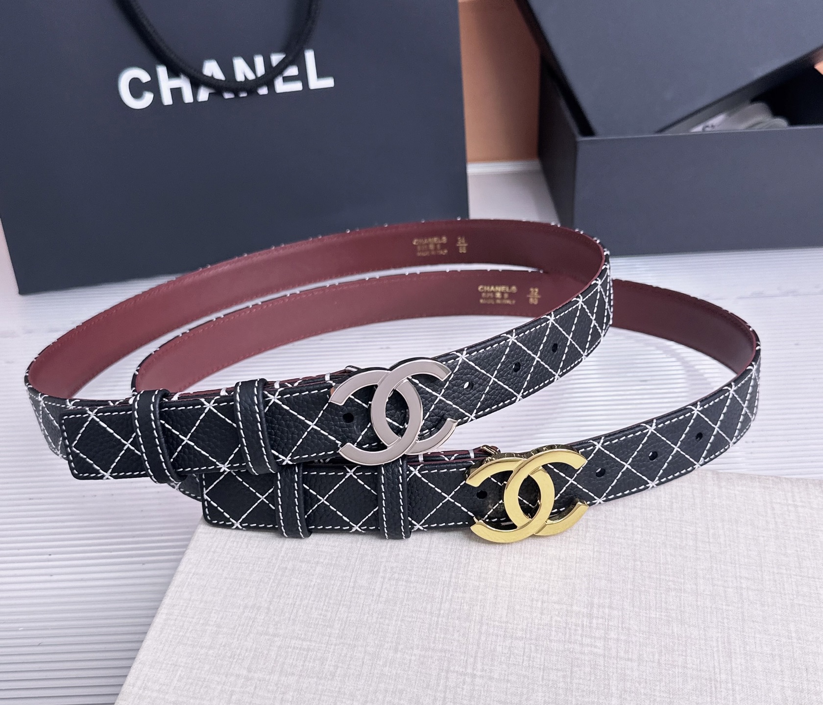 💥💥💥3.0cm香奈儿CHANEL腰带，双面头层牛皮，长度:均码:75.80.85.90.95.100.105欧，铜五金