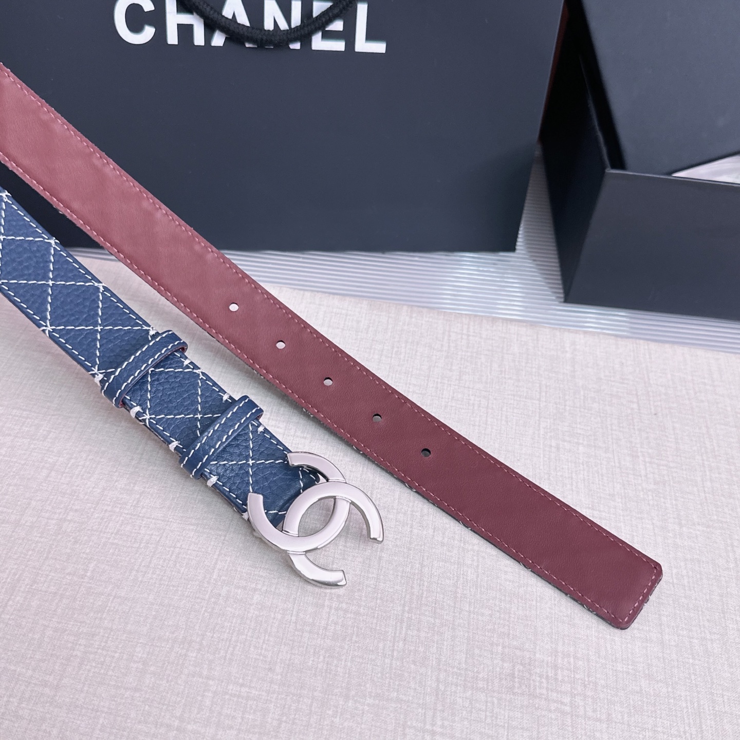 💥💥💥3.0cm香奈儿CHANEL腰带，双面头层牛皮，长度:均码:75.80.85.90.95.100.105欧，铜五金