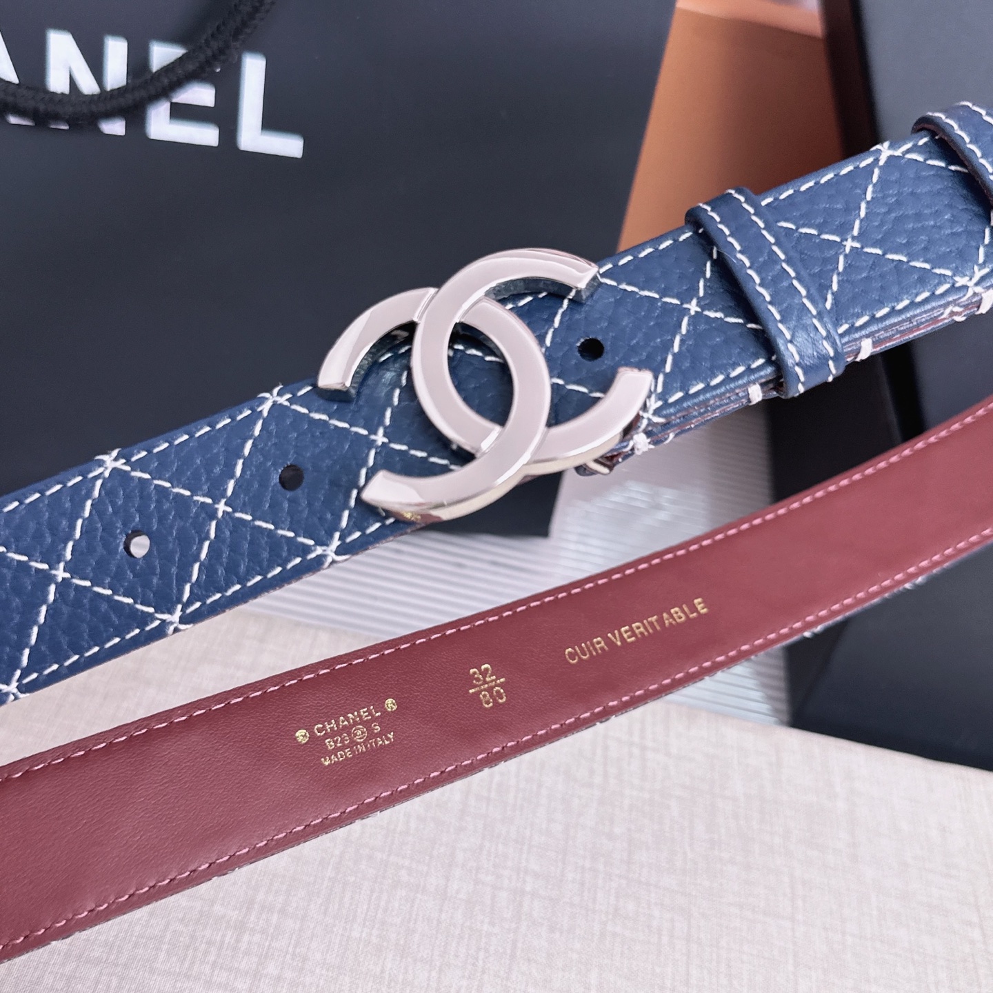 💥💥💥3.0cm香奈儿CHANEL腰带，双面头层牛皮，长度:均码:75.80.85.90.95.100.105欧，铜五金