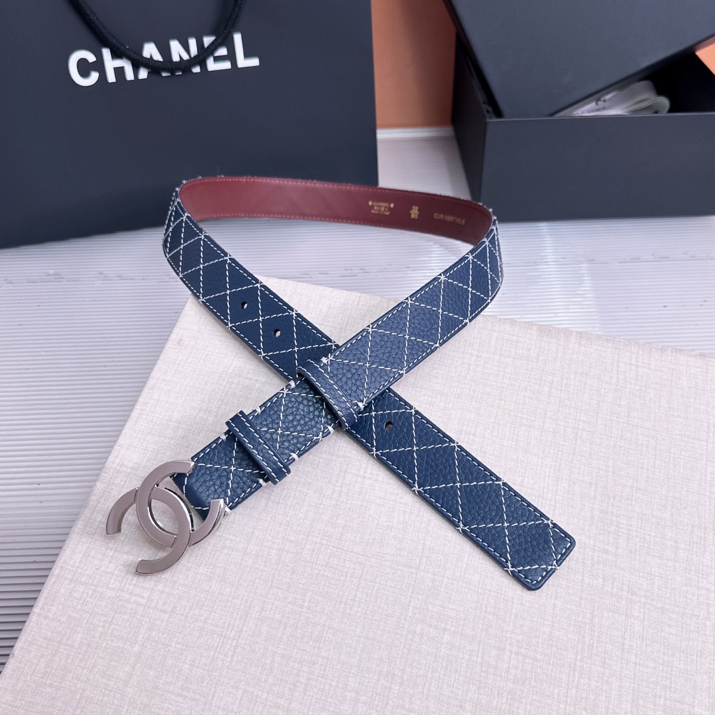 💥💥💥3.0cm香奈儿CHANEL腰带，双面头层牛皮，长度:均码:75.80.85.90.95.100.105欧，铜五金