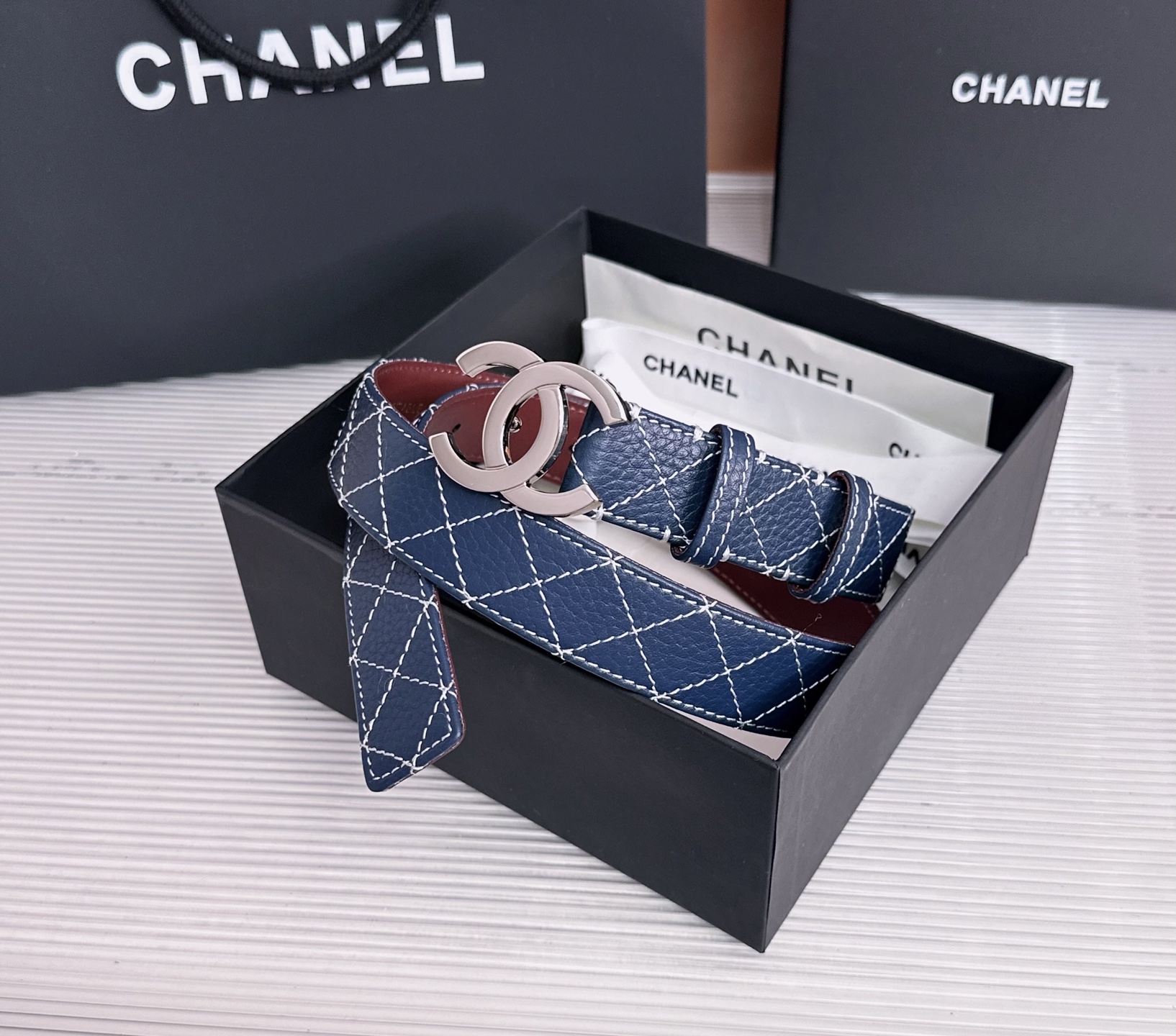 💥💥💥3.0cm香奈儿CHANEL腰带，双面头层牛皮，长度:均码:75.80.85.90.95.100.105欧，铜五金