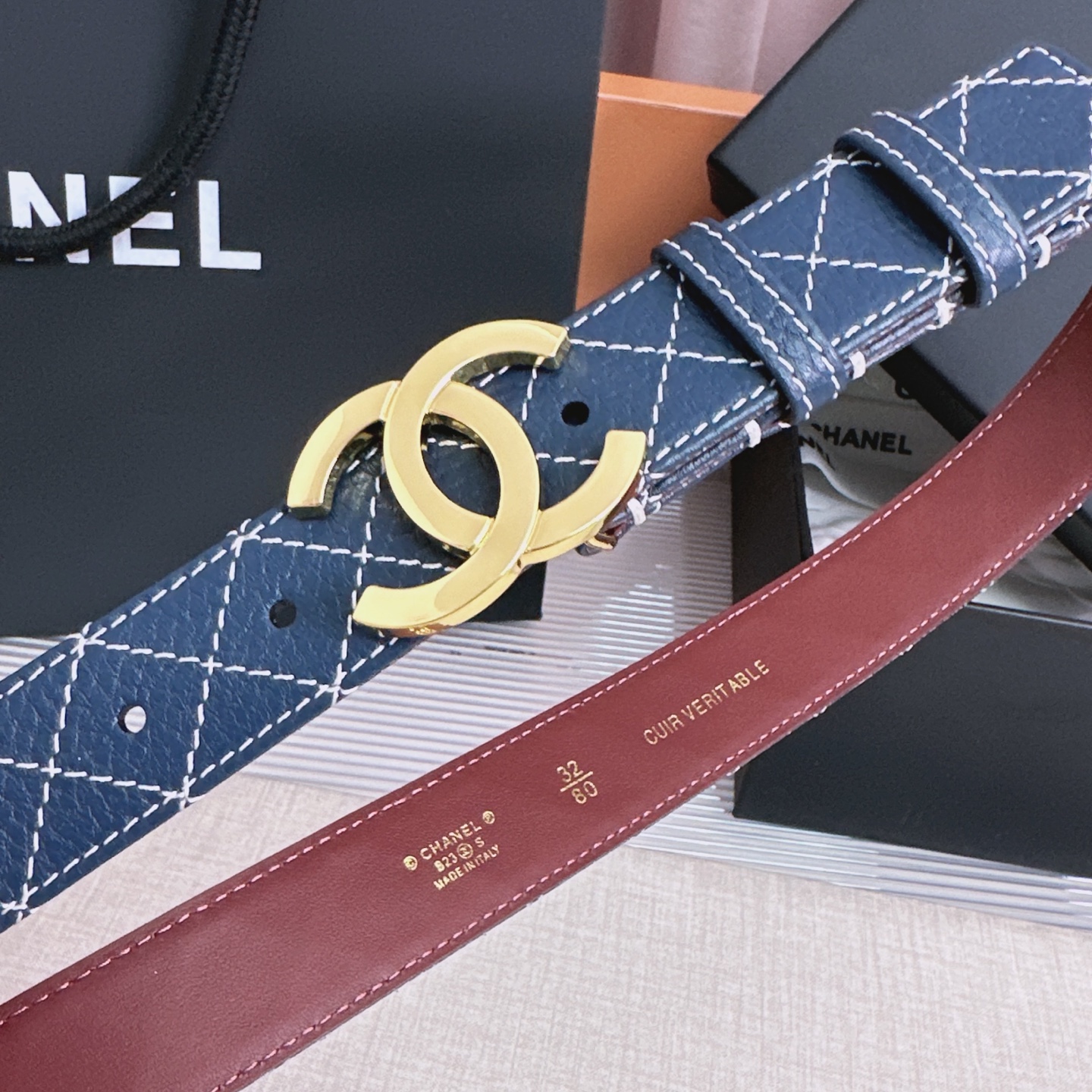 💥💥💥3.0cm香奈儿CHANEL腰带，双面头层牛皮，长度:均码:75.80.85.90.95.100.105欧，铜五金