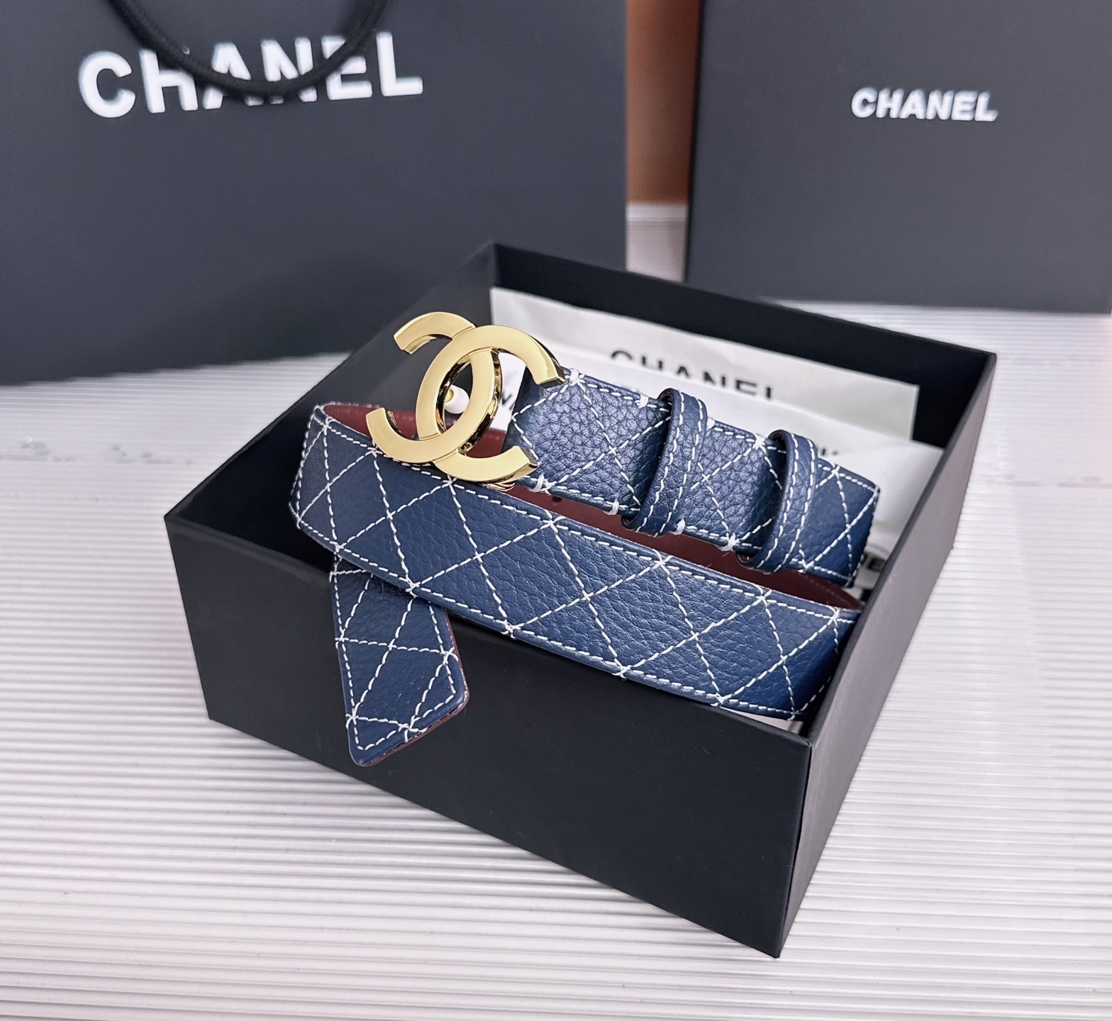 💥💥💥3.0cm香奈儿CHANEL腰带，双面头层牛皮，长度:均码:75.80.85.90.95.100.105欧，铜五金