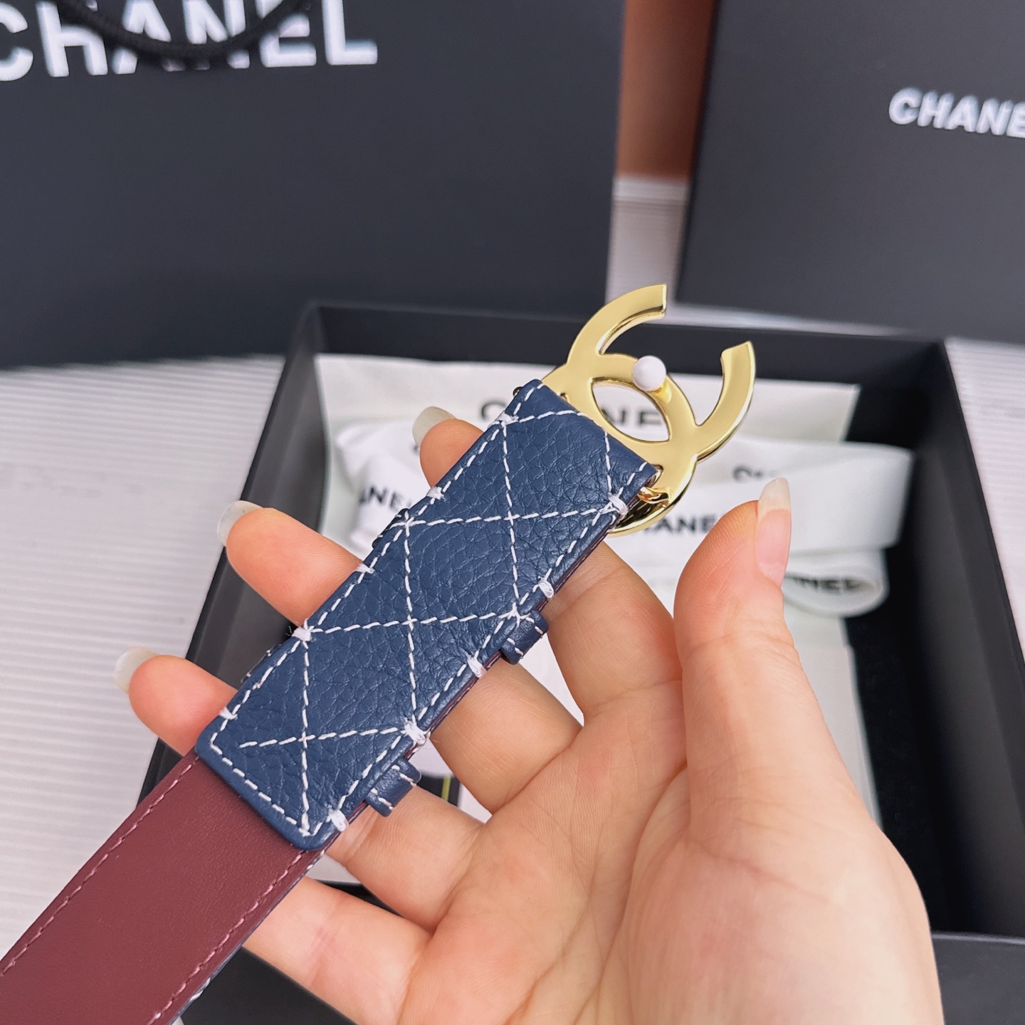 💥💥💥3.0cm香奈儿CHANEL腰带，双面头层牛皮，长度:均码:75.80.85.90.95.100.105欧，铜五金