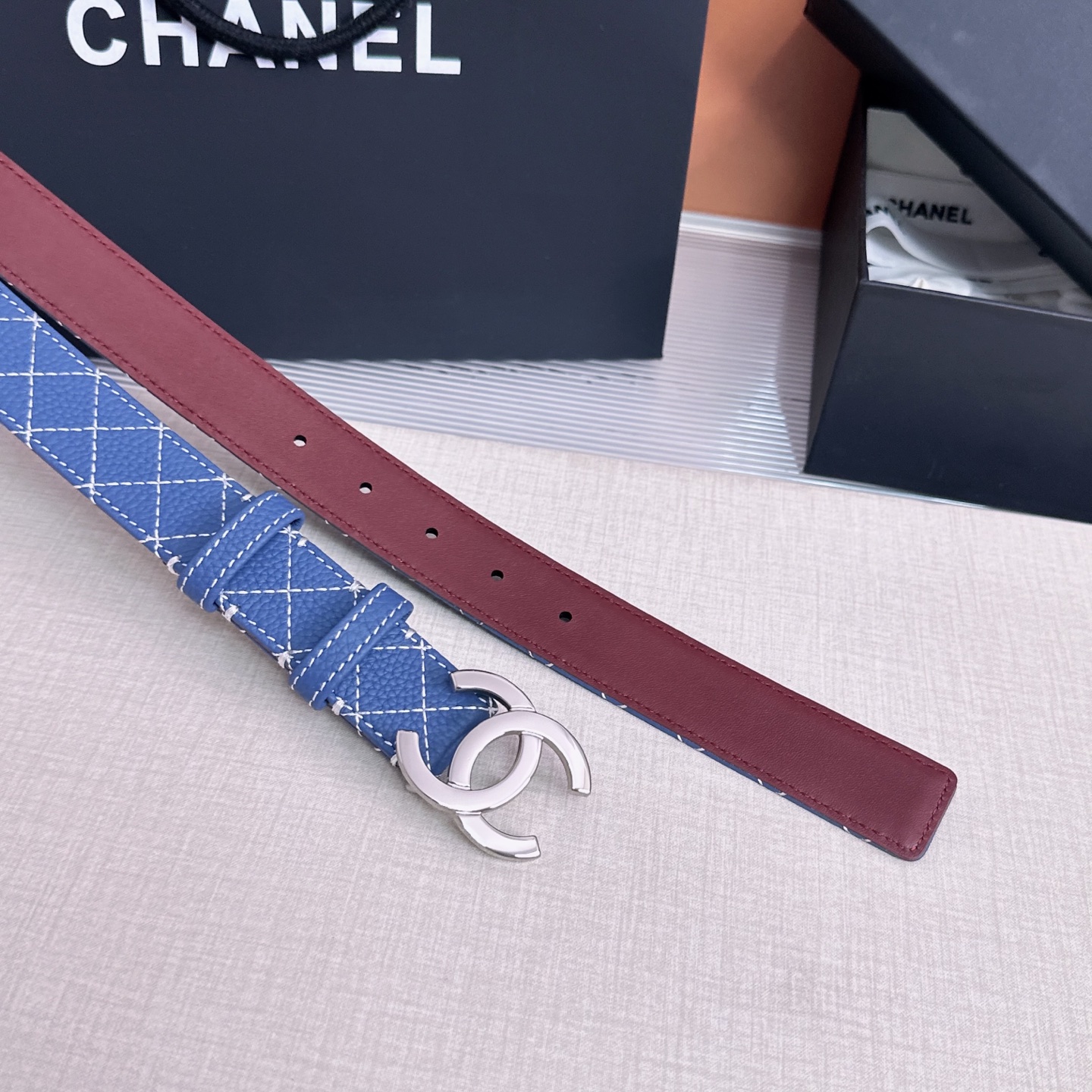 💥💥💥3.0cm香奈儿CHANEL腰带，双面头层牛皮，长度:均码:75.80.85.90.95.100.105欧，铜五金