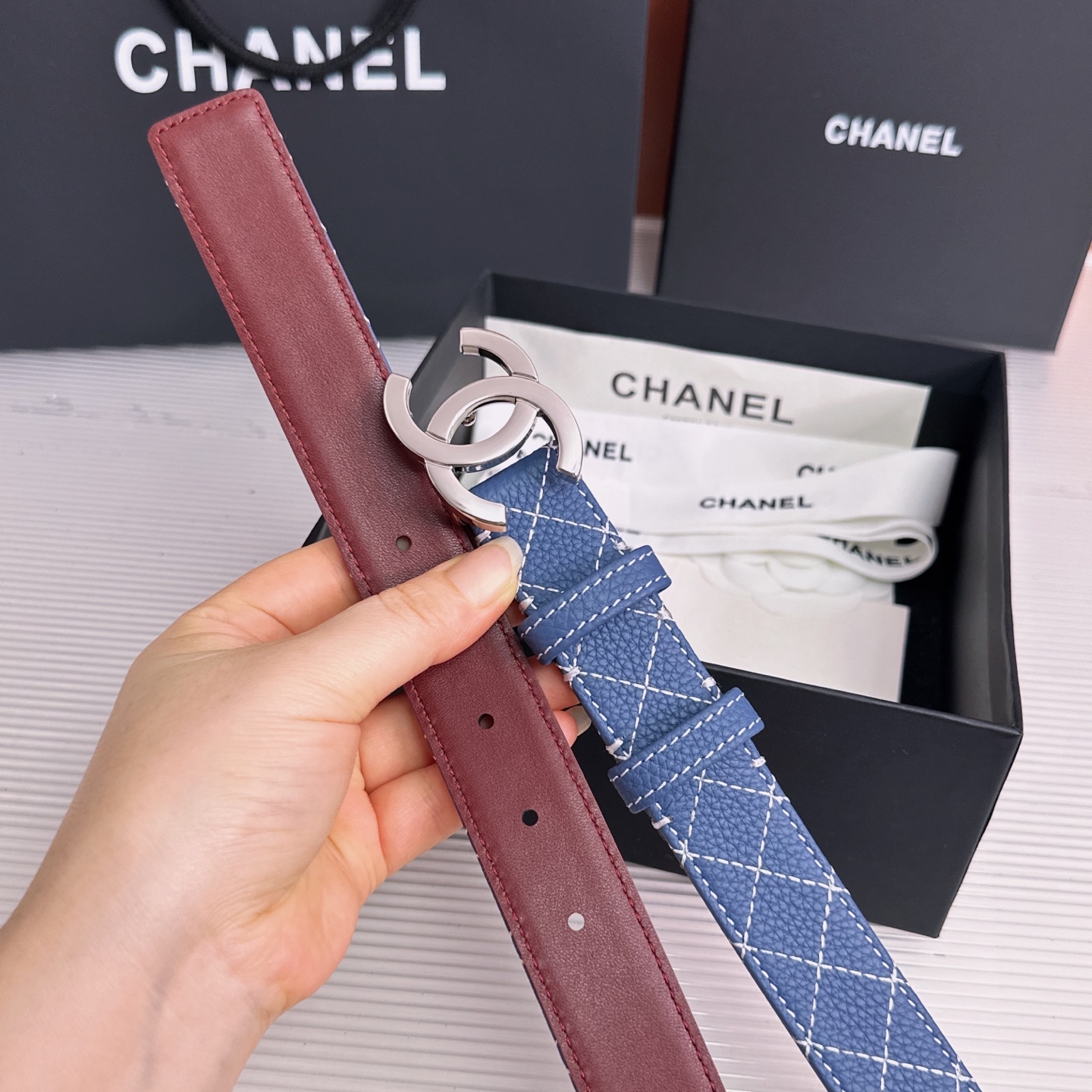 💥💥💥3.0cm香奈儿CHANEL腰带，双面头层牛皮，长度:均码:75.80.85.90.95.100.105欧，铜五金