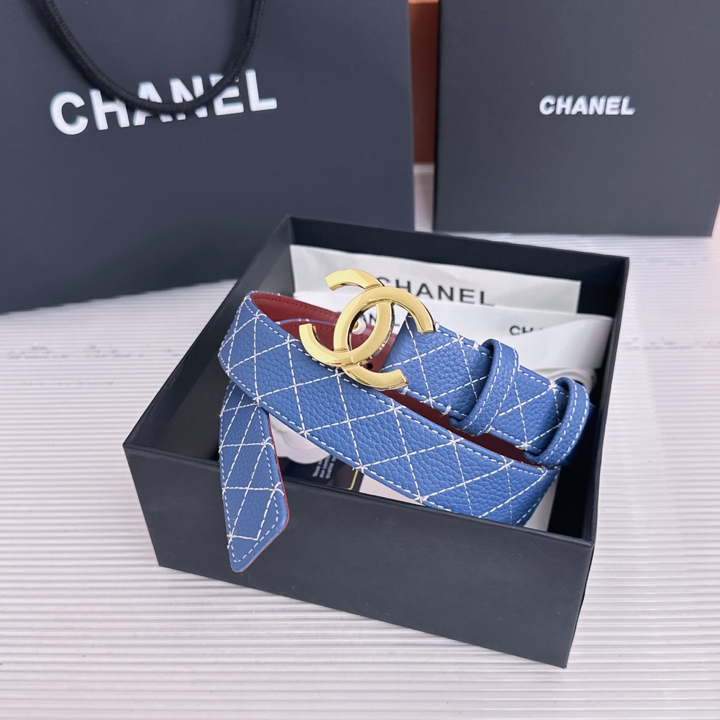 💥💥💥3.0cm香奈儿CHANEL腰带，双面头层牛皮，长度:均码:75.80.85.90.95.100.105欧，铜五金