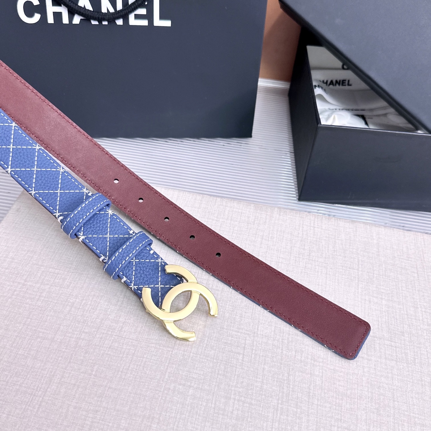 💥💥💥3.0cm香奈儿CHANEL腰带，双面头层牛皮，长度:均码:75.80.85.90.95.100.105欧，铜五金
