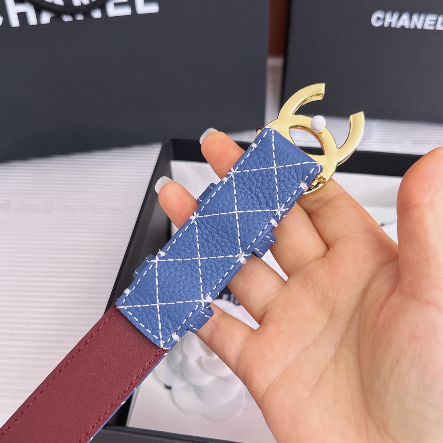 💥💥💥3.0cm香奈儿CHANEL腰带，双面头层牛皮，长度:均码:75.80.85.90.95.100.105欧，铜五金