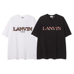 Lanvin Clothing T-Shirt Black White Embroidery Unisex