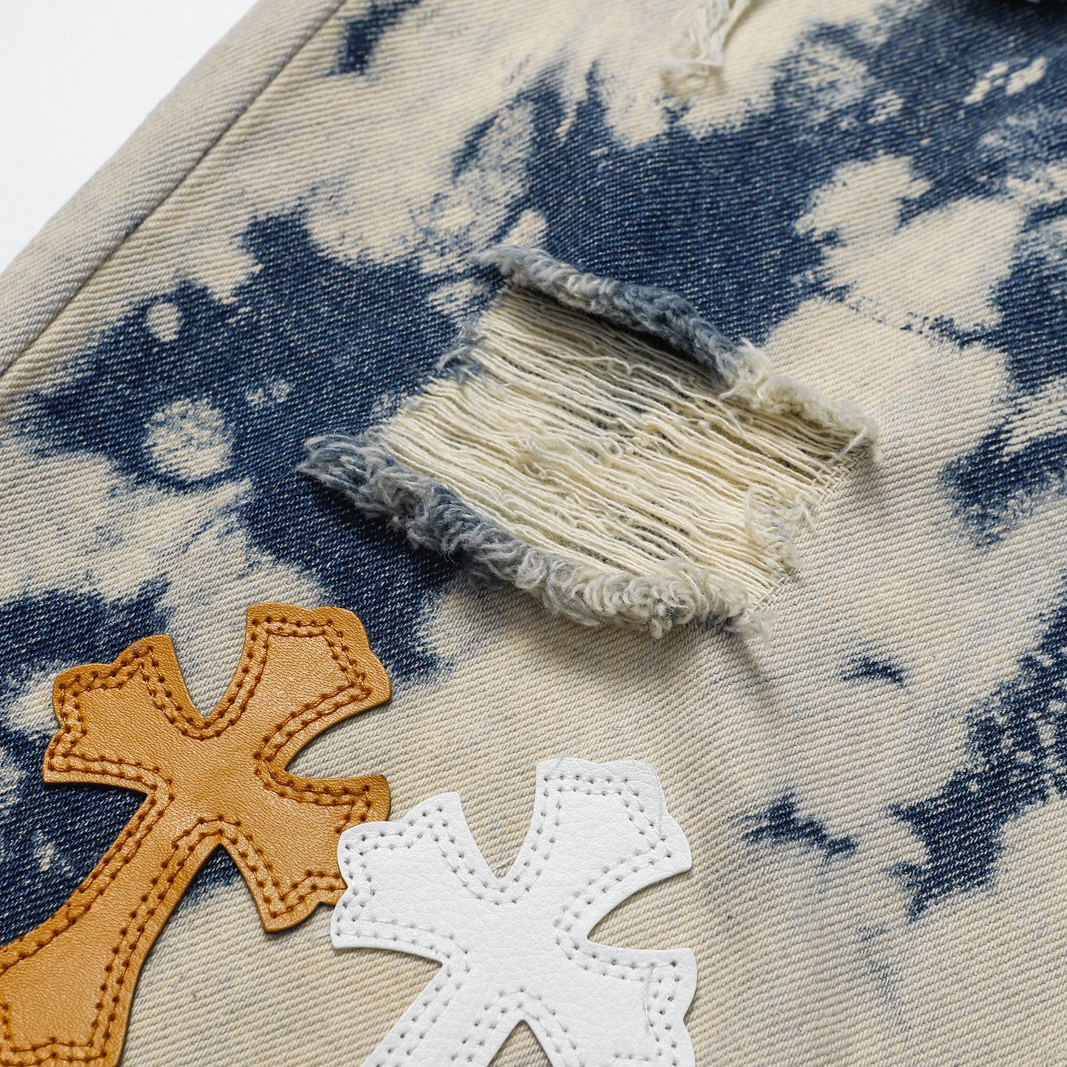 Chrome Hearts Jeans - Cross Patches, Distressed Denim, Custom Twill, Vintage Wash 5 a1710903234729 8444
