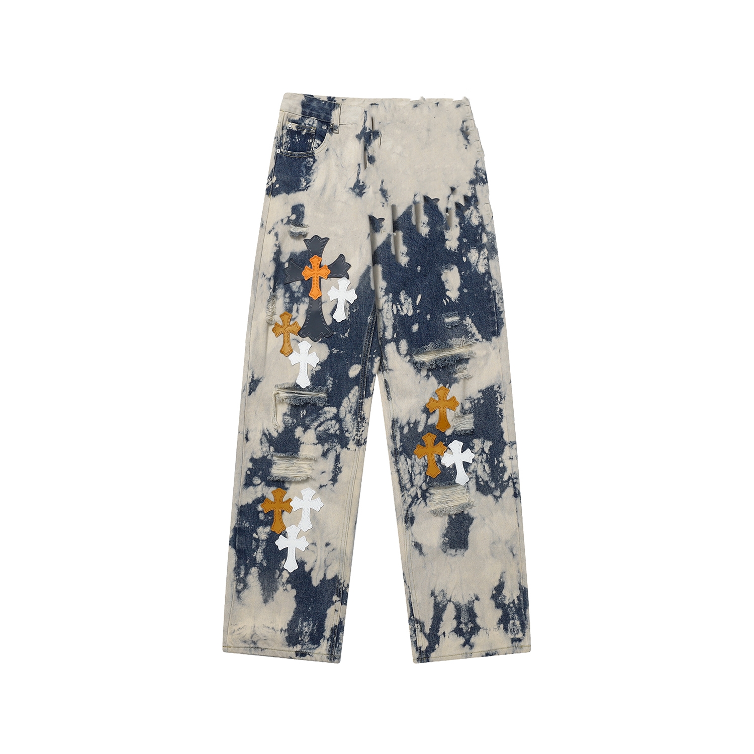 Chrome Hearts Jeans - Cross Patches, Distressed Denim, Custom Twill, Vintage Wash 3 a1710904824038 4753
