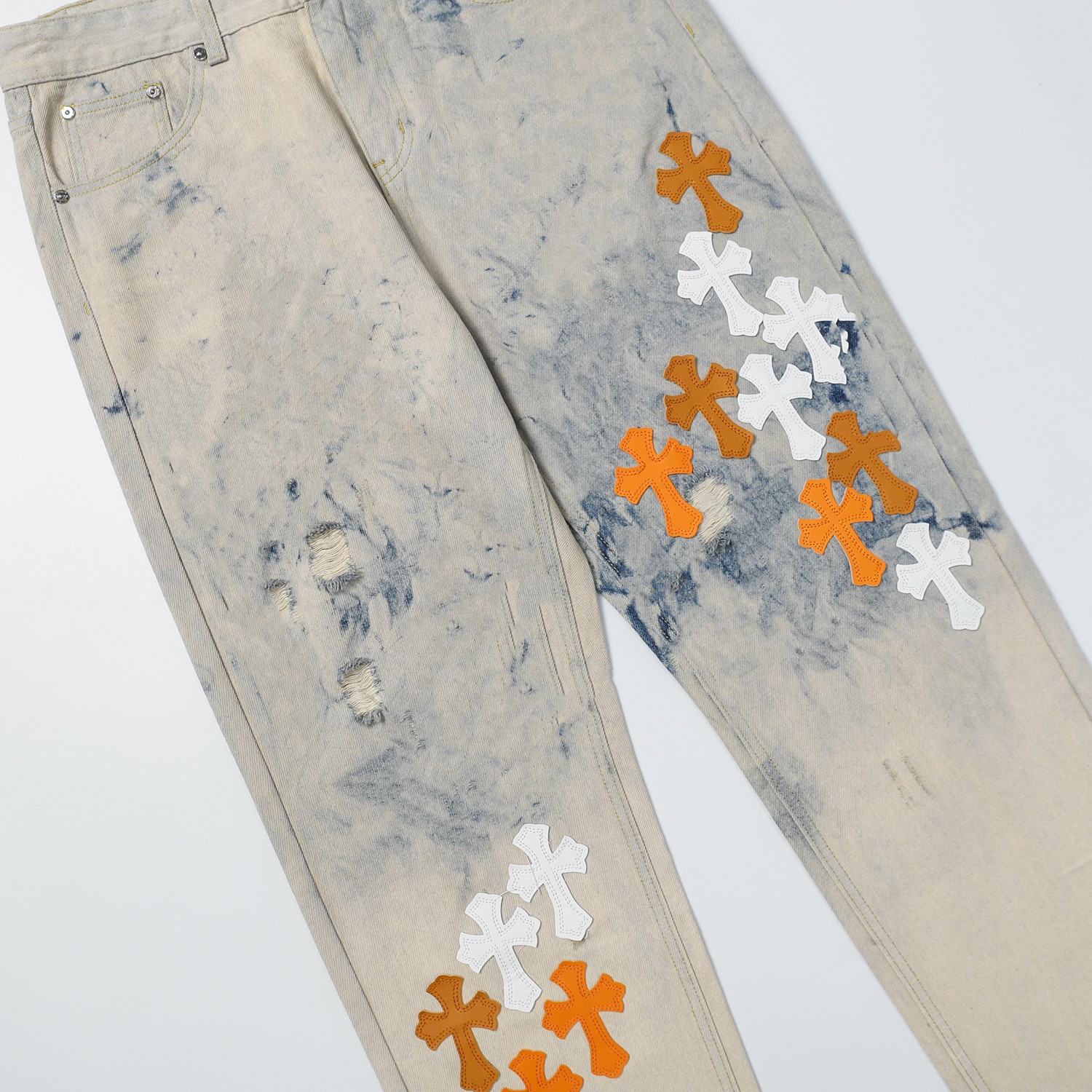 Chrome Hearts Jeans: Cross Patchwork, Distressed Denim, and Unique Style 4 a1712237709333 8045