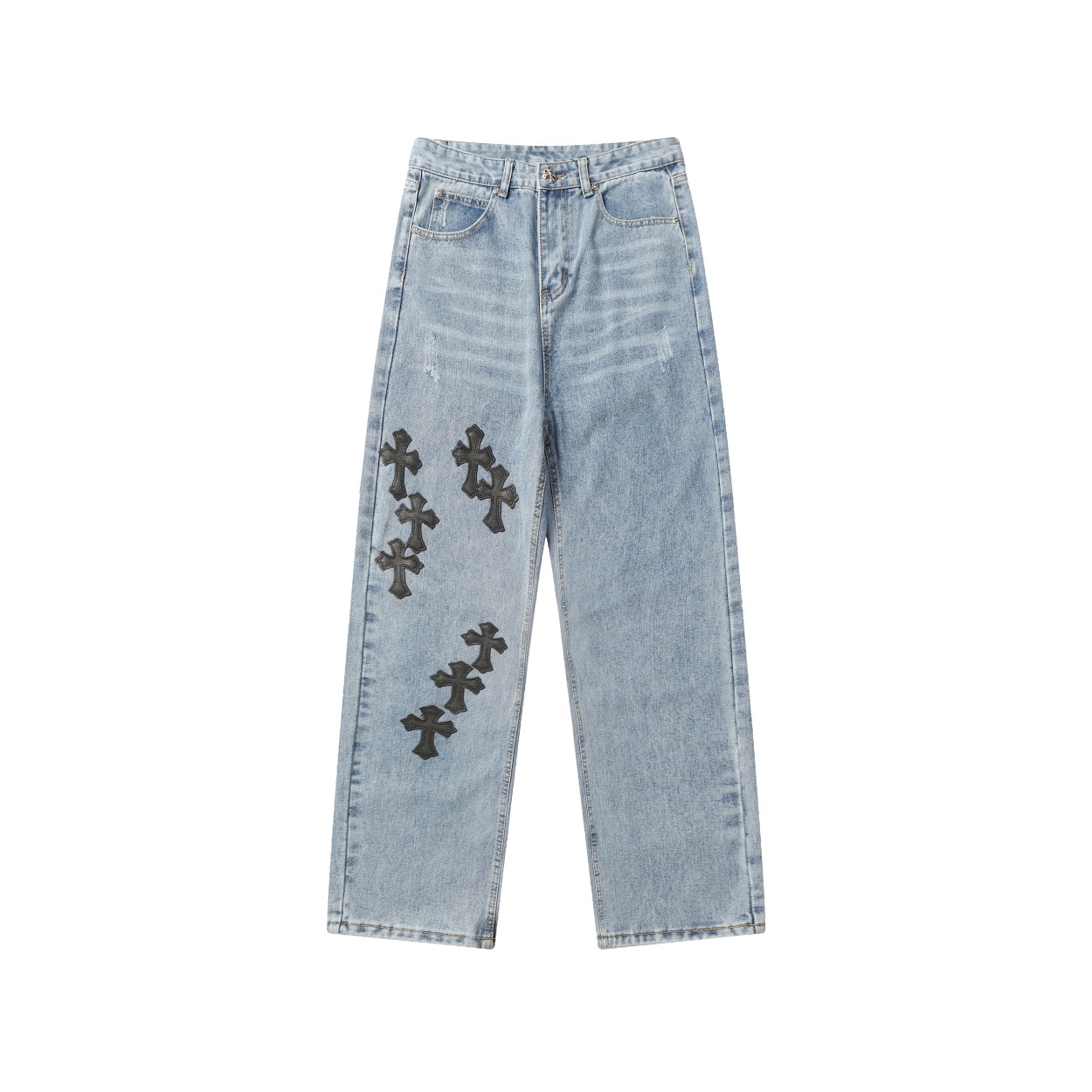 Chrome Hearts Jeans: Cross Patchwork, Washed Denim, and Comfort Fit 2 a1712934606973 8401