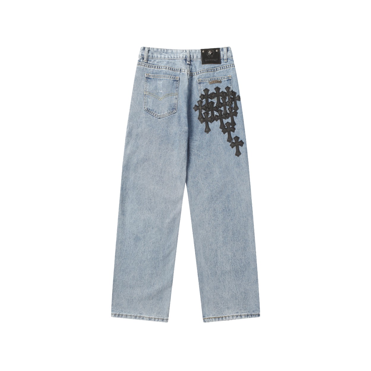 Chrome Hearts Jeans: Cross Patchwork, Washed Denim, and Comfort Fit 3 a1712934607001 2616