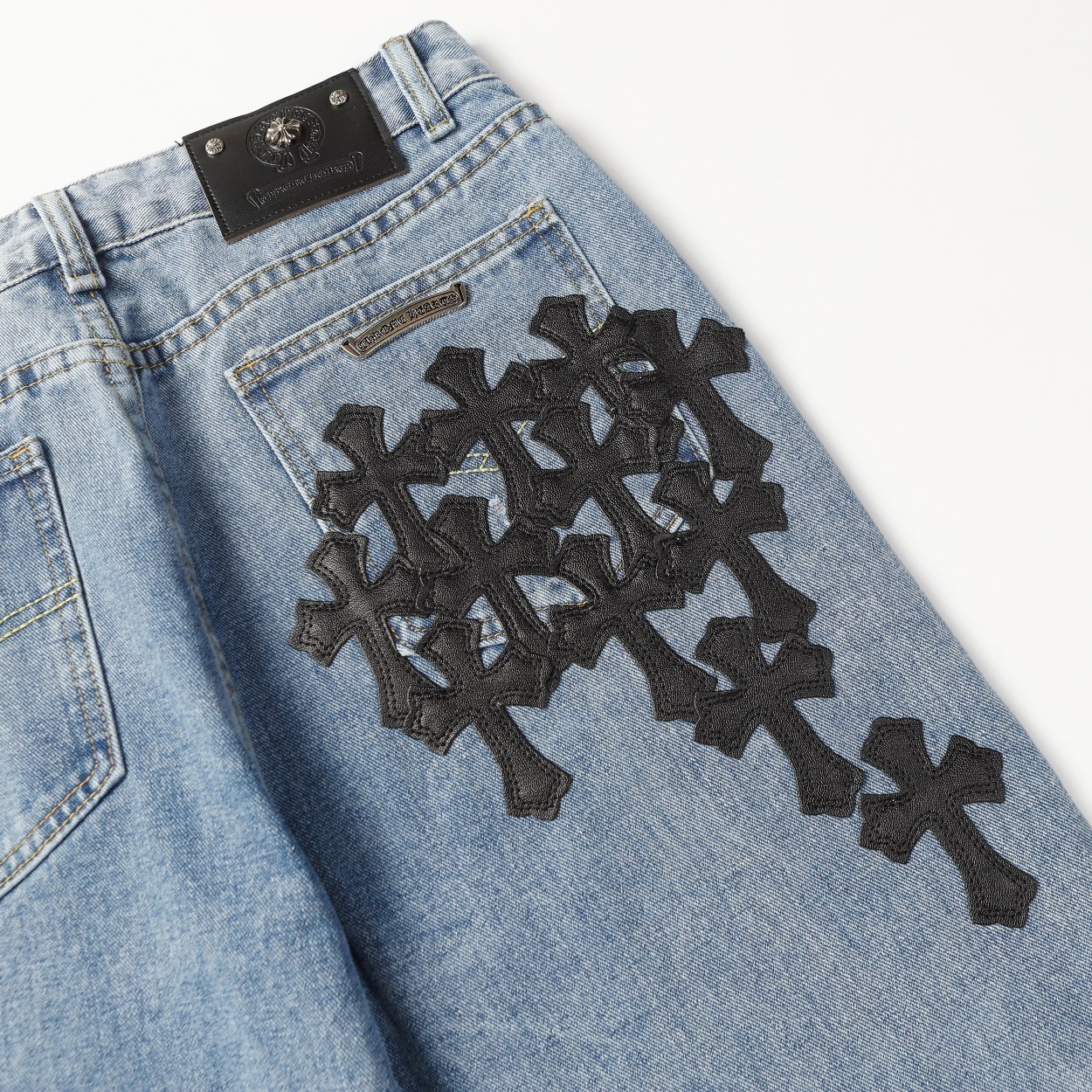 Chrome Hearts Jeans: Cross Patchwork, Washed Denim, and Comfort Fit 6 a1712934607097 0321