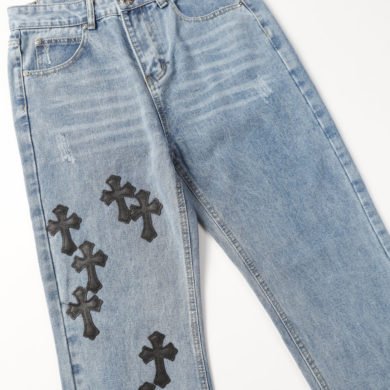 Chrome Hearts Jeans: Cross Patchwork, Washed Denim, and Comfort Fit 4 a1712934607157 4433