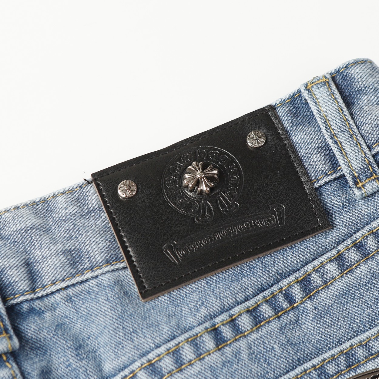 Chrome Hearts Jeans: Cross Patchwork, Washed Denim, and Comfort Fit 8 a1712934609720 0775