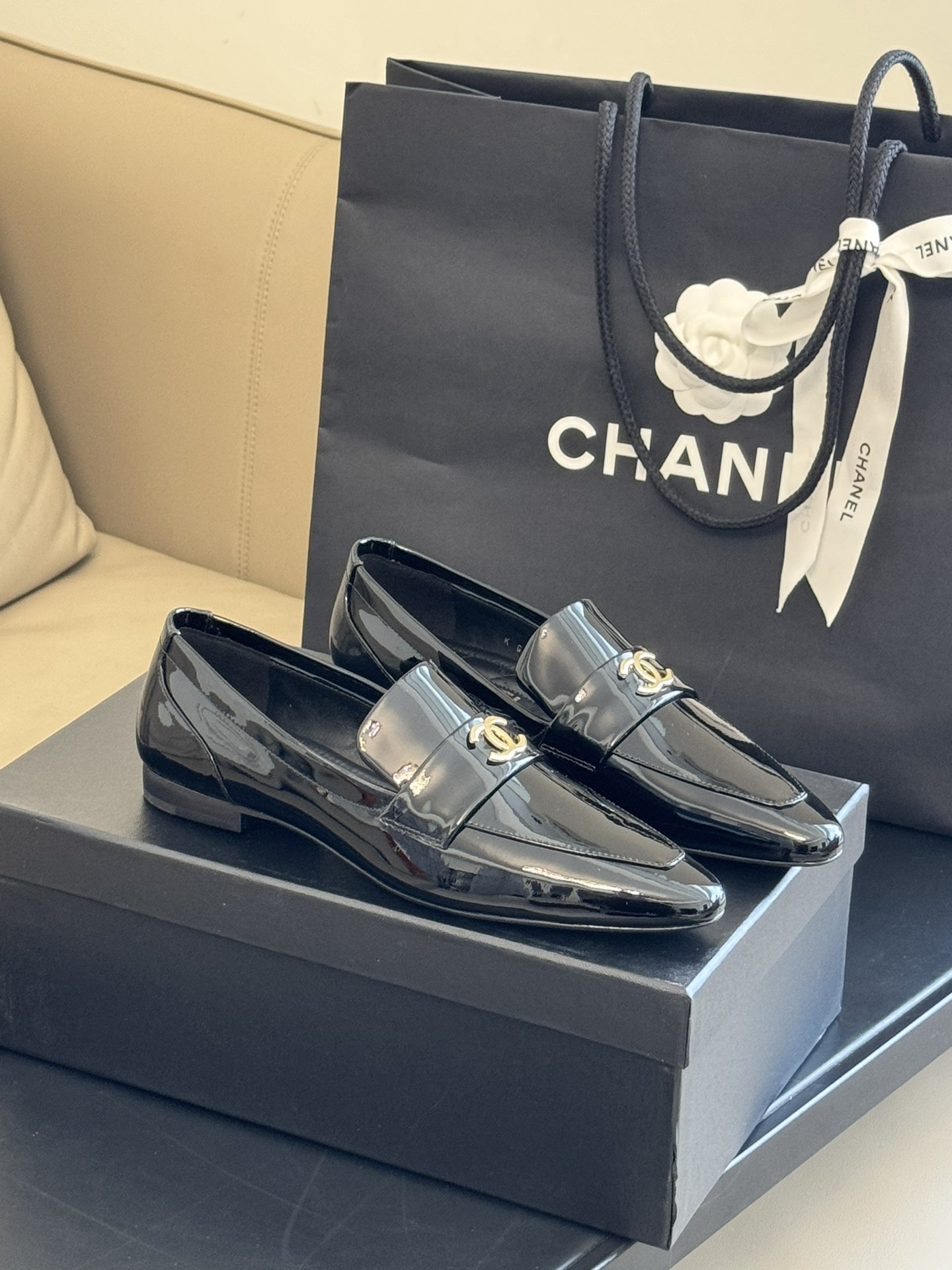 Chanel Shoes Loafers Calfskin Cowhide Sheepskin