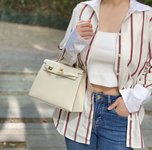 Sell Online Luxury Designer
 Hermes Kelly Handbags Crossbody & Shoulder Bags Milkshake White Gold Hardware Epsom