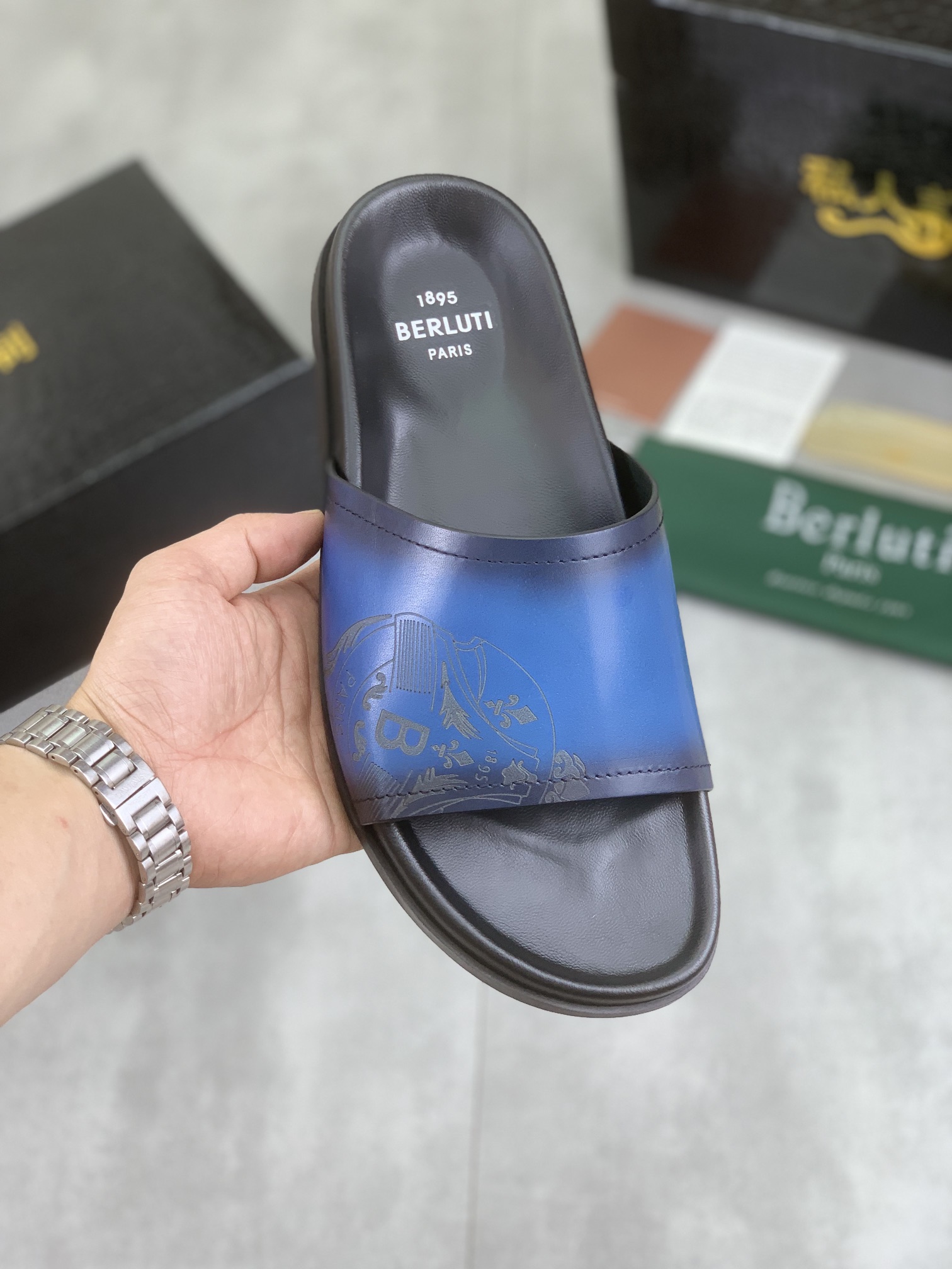 Berluti Shoes Slippers Online Shop
 Black Blue Brown Grey Calfskin Cowhide Fashion