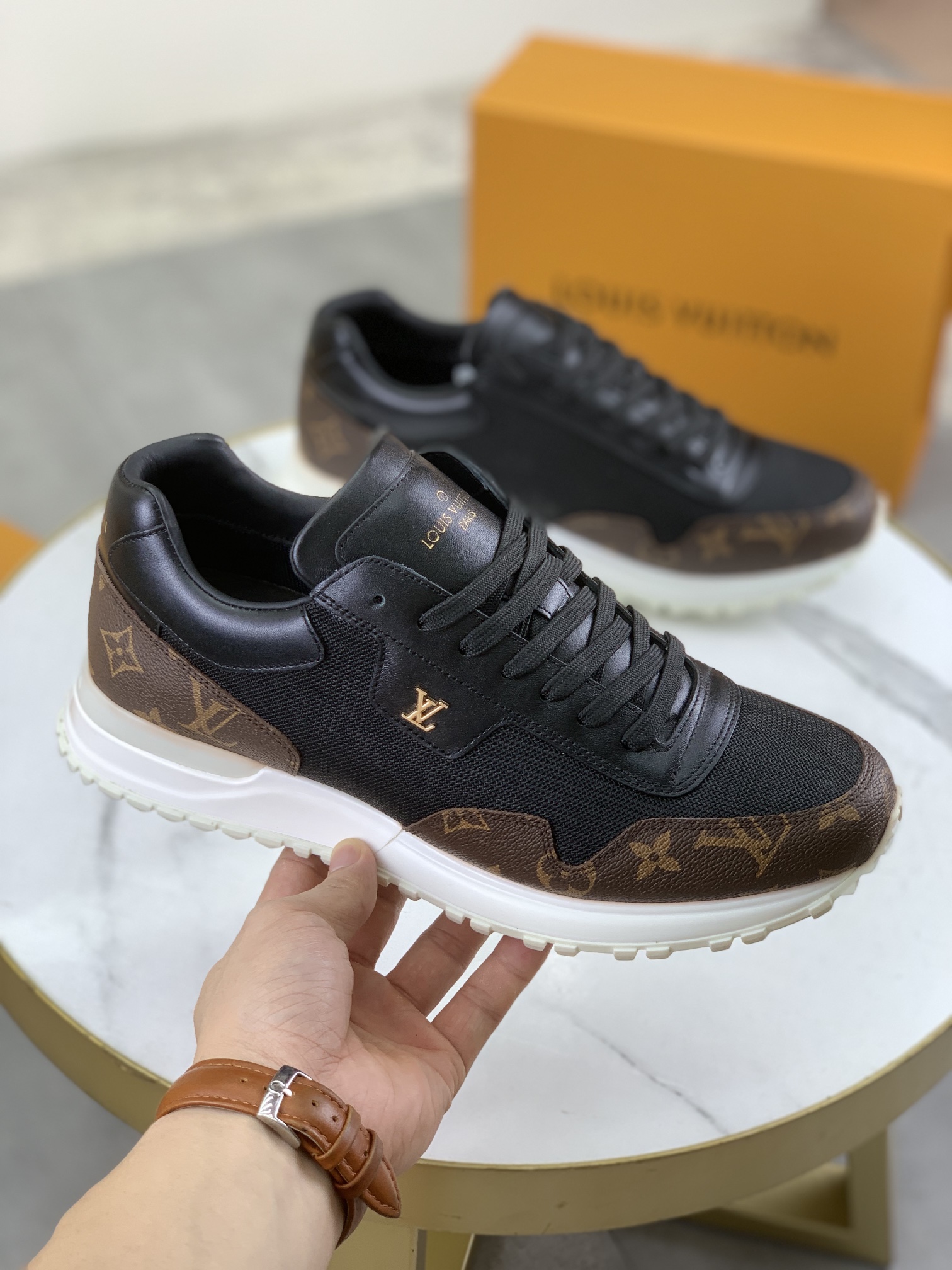 Louis Vuitton Men's Run Away Pulse Sneakers in Black Monogram, Size 38-44 4 i1718815023 1251 0