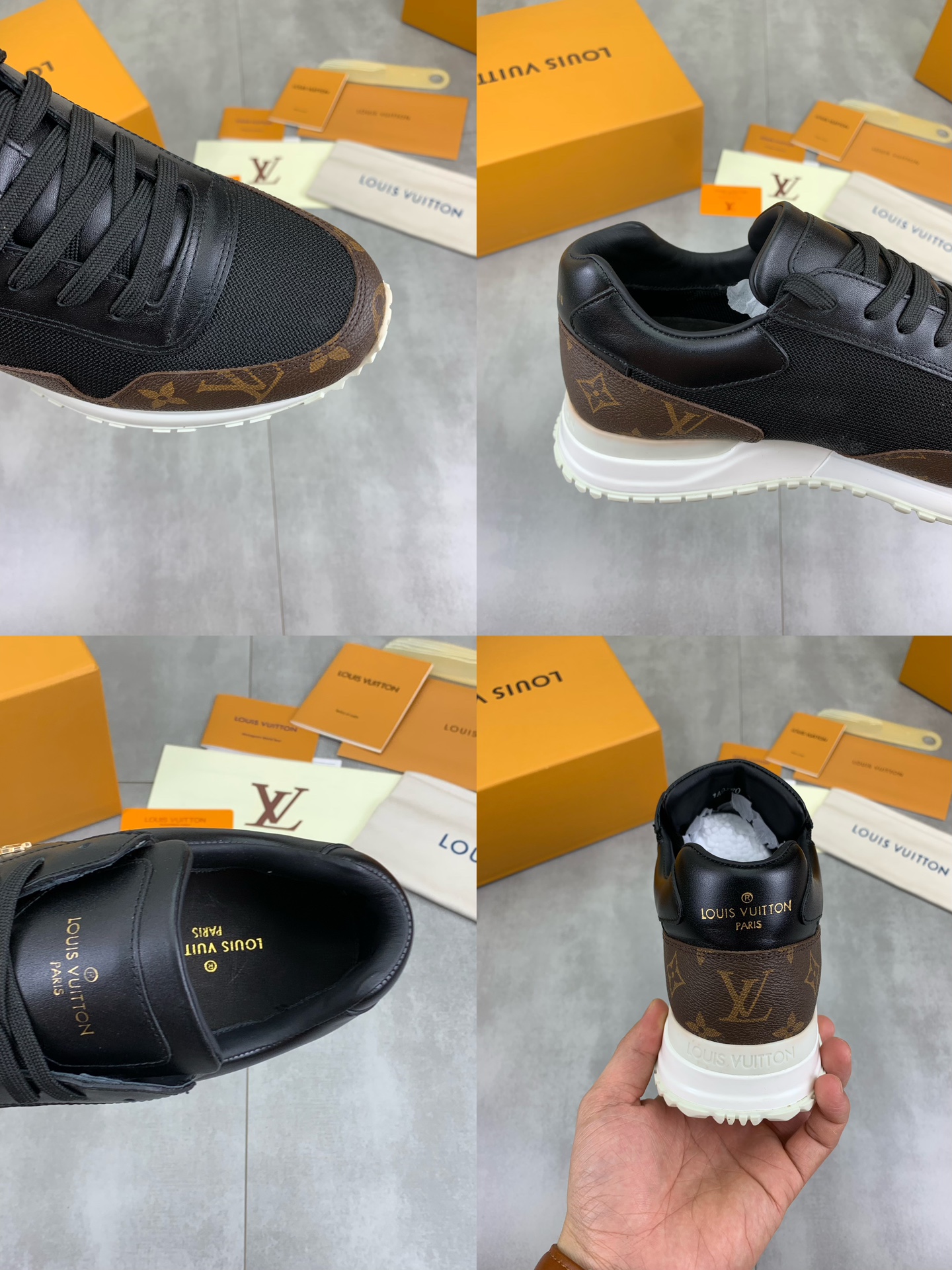 Louis Vuitton Men's Run Away Pulse Sneakers in Black Monogram, Size 38-44 10 i1718815023 3780 0