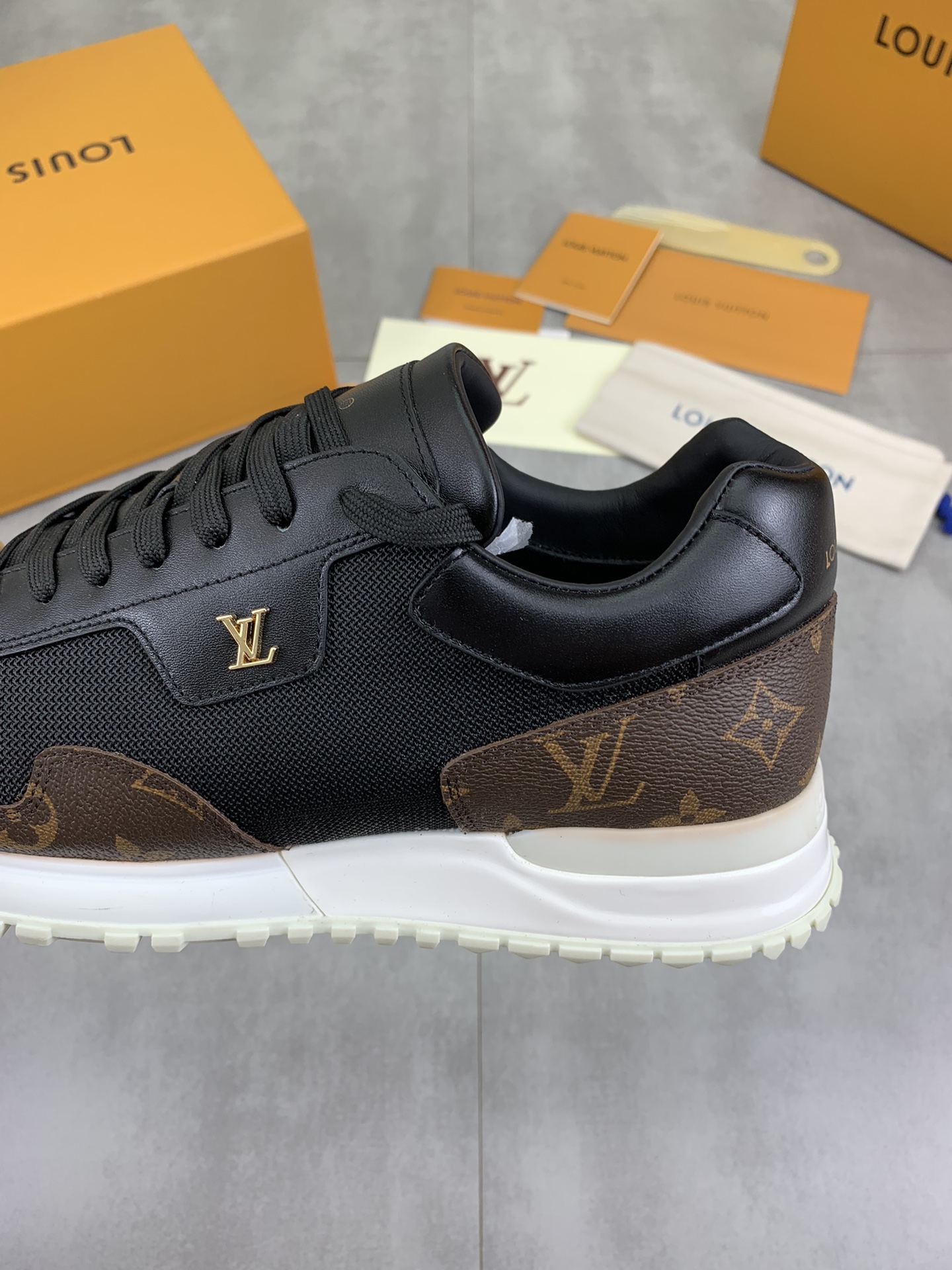 Louis Vuitton Men's Run Away Pulse Sneakers in Black Monogram, Size 38-44 8 i1718815023 3826 0