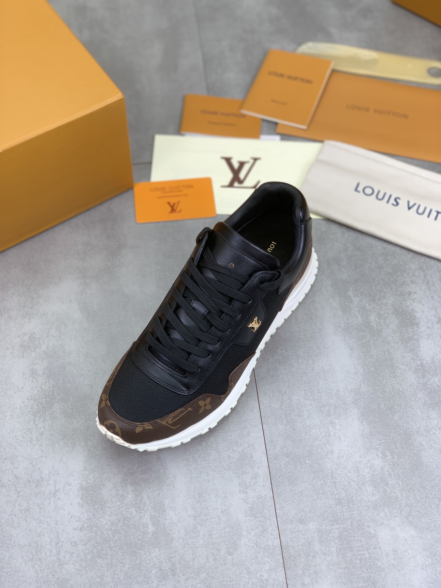 Louis Vuitton Men's Run Away Pulse Sneakers in Black Monogram, Size 38-44 5 i1718815023 6588 0