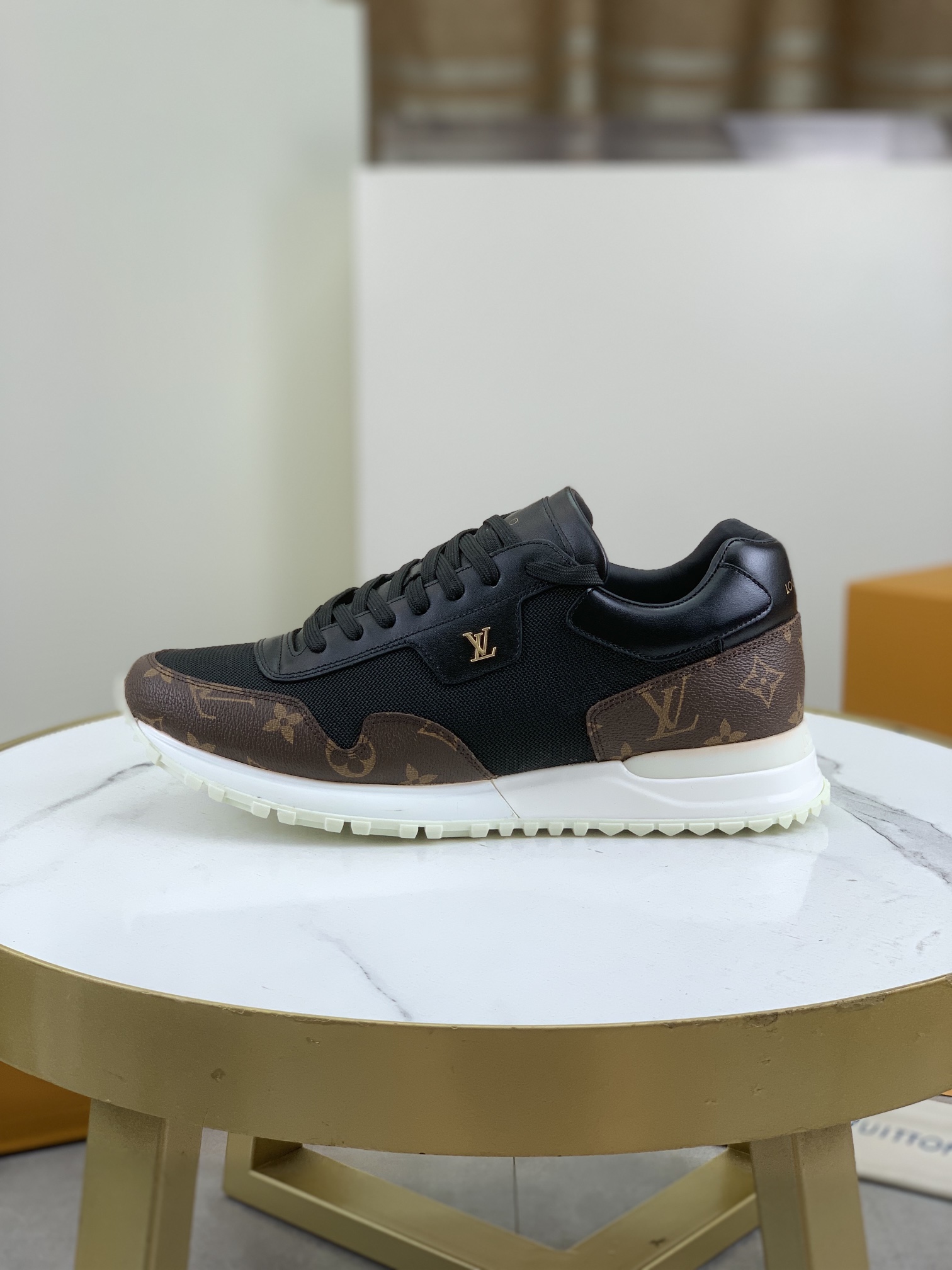 Louis Vuitton Men's Run Away Pulse Sneakers in Black Monogram, Size 38-44