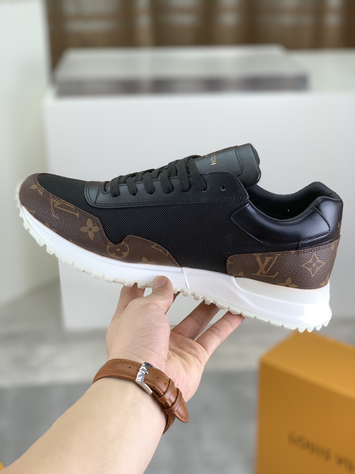 Louis Vuitton Men's Run Away Pulse Sneakers in Black Monogram, Size 38-44 7 i1718815023 8867 0