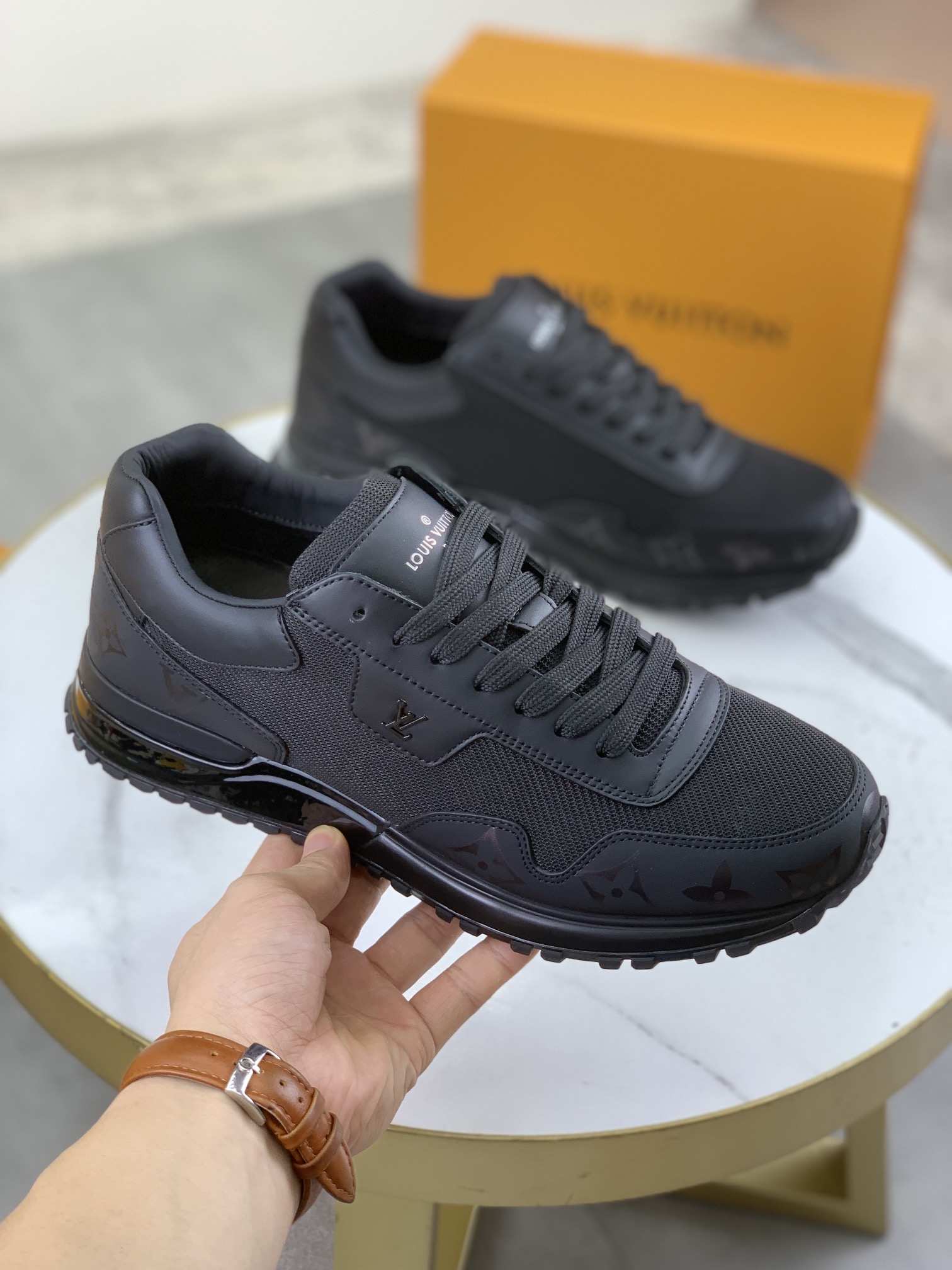 Louis Vuitton Men's Black Leather Run Away Sneakers - Size 38-44 4 i1718815036 6974 0