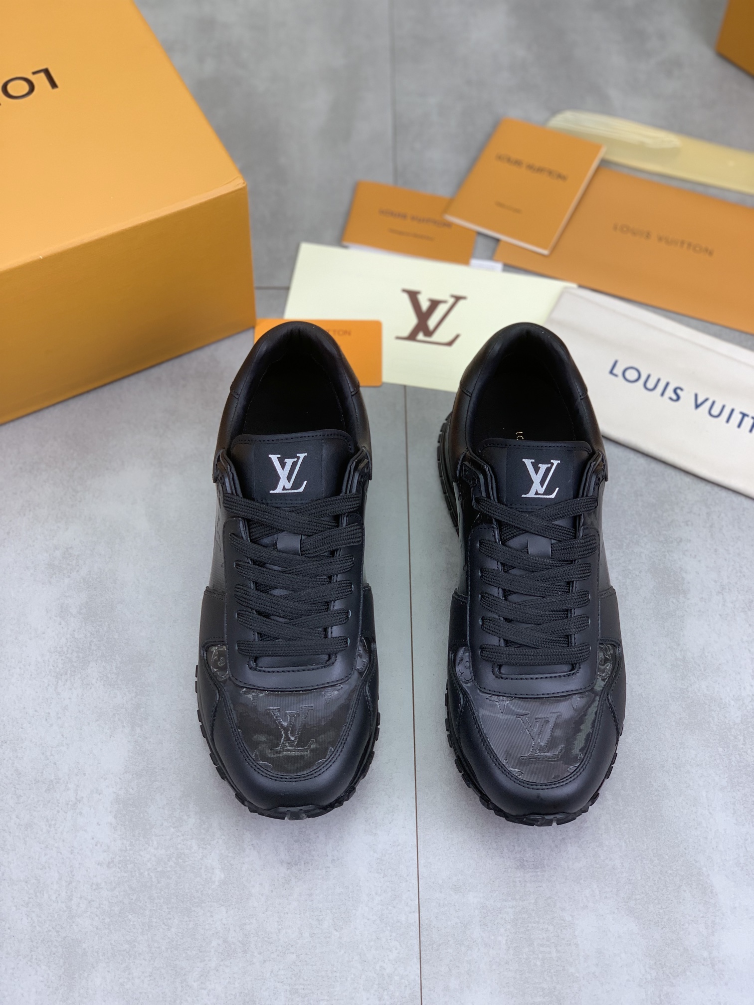 Louis Vuitton Men's Black Leather Run Away Sneakers Size 38-44 3 i1718815073 2665 0