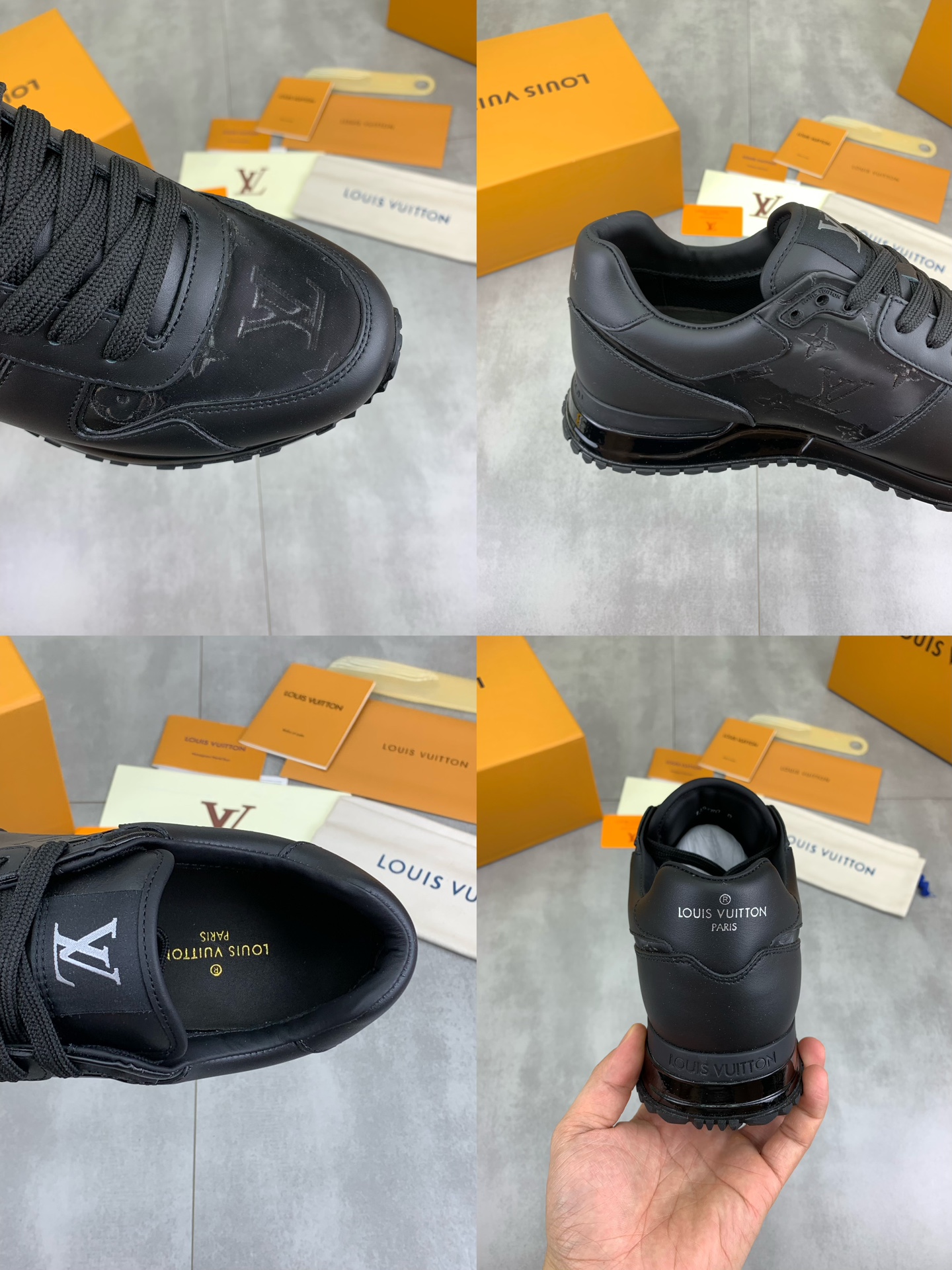 Louis Vuitton Men's Black Leather Run Away Sneakers Size 38-44 10 i1718815073 8577 0