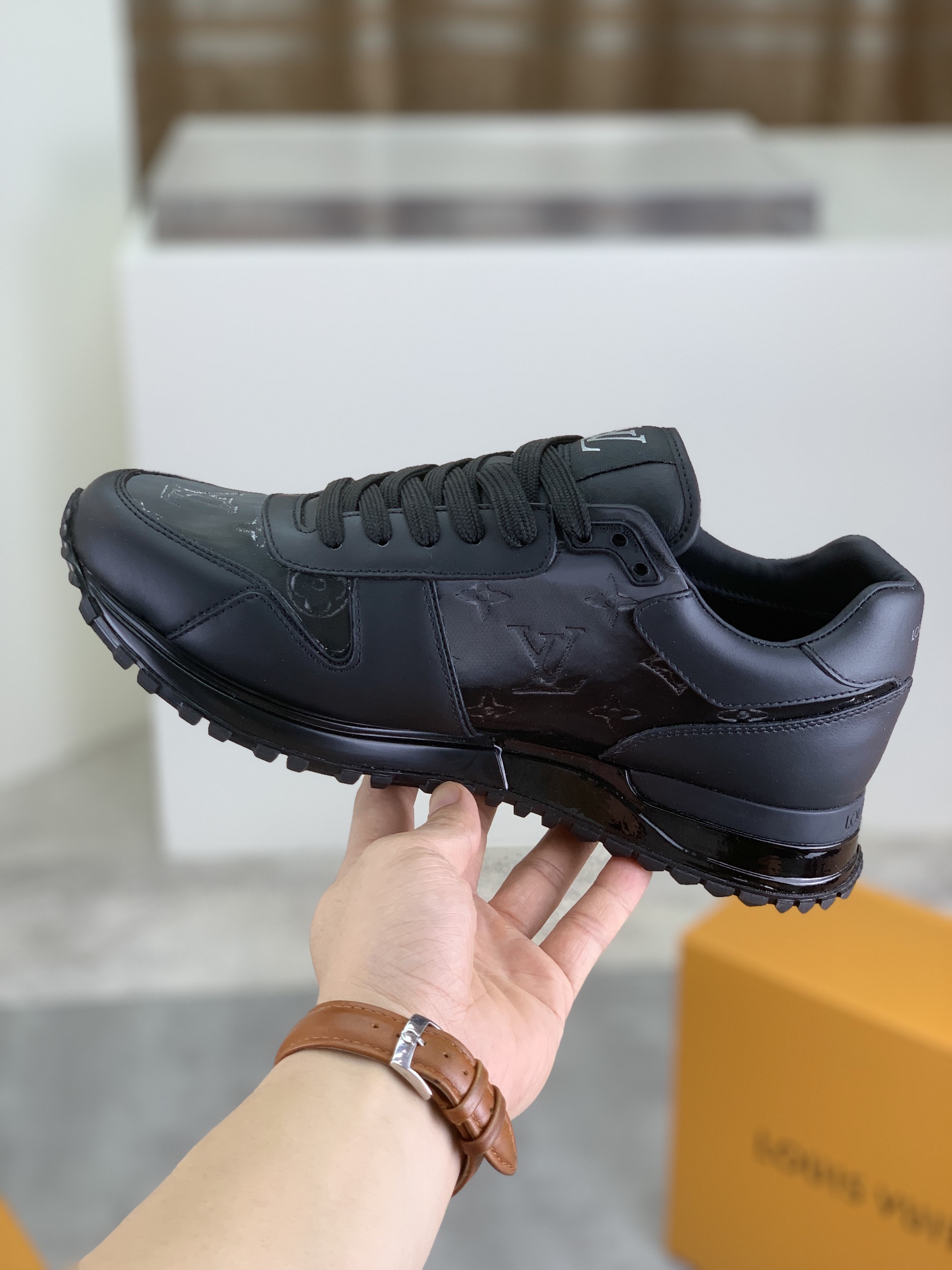 Louis Vuitton Men's Black Leather Run Away Sneakers Size 38-44 7 i1718815073 994 0