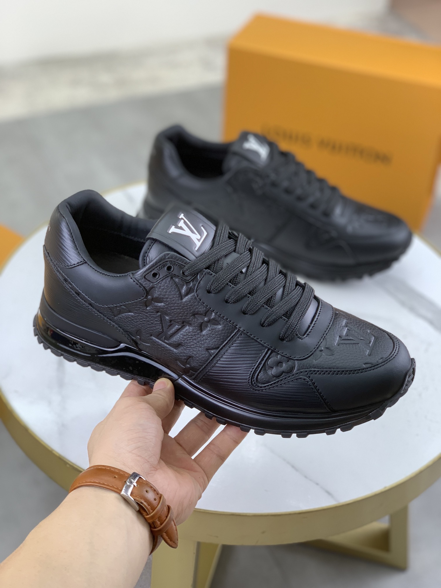 Louis Vuitton Men's Run Away Sneakers Leather Classic Black Shoes 4 i1718815091 1836 5