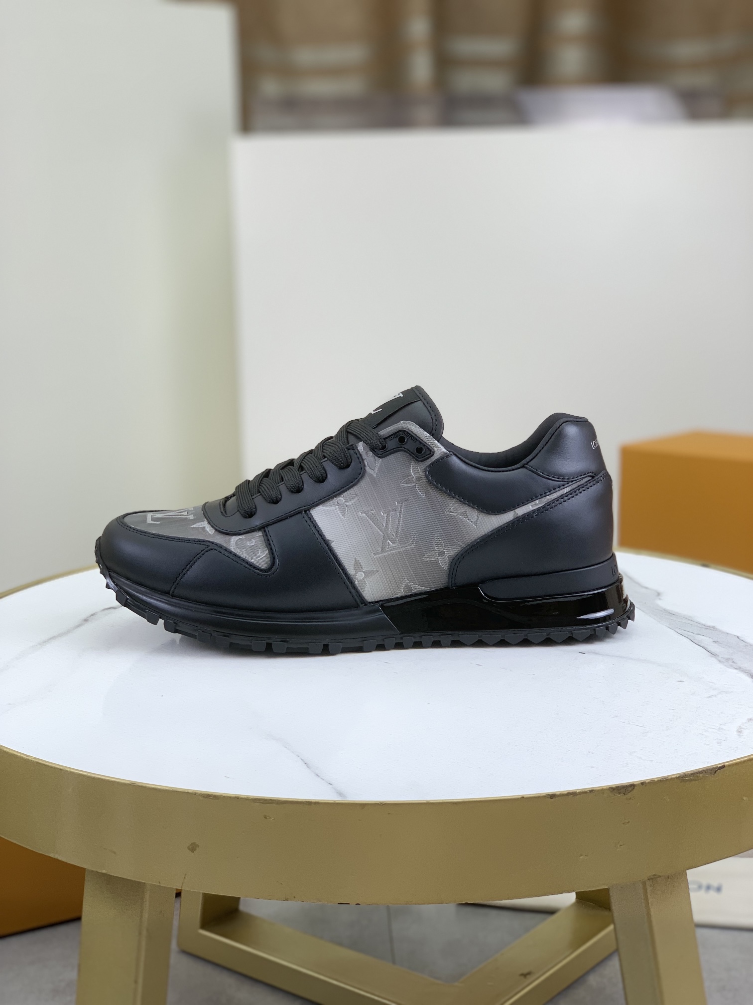 Louis Vuitton Men's Black Leather Run Away Sneakers Monogram Size 38-44 2 i1719847666 9886 0