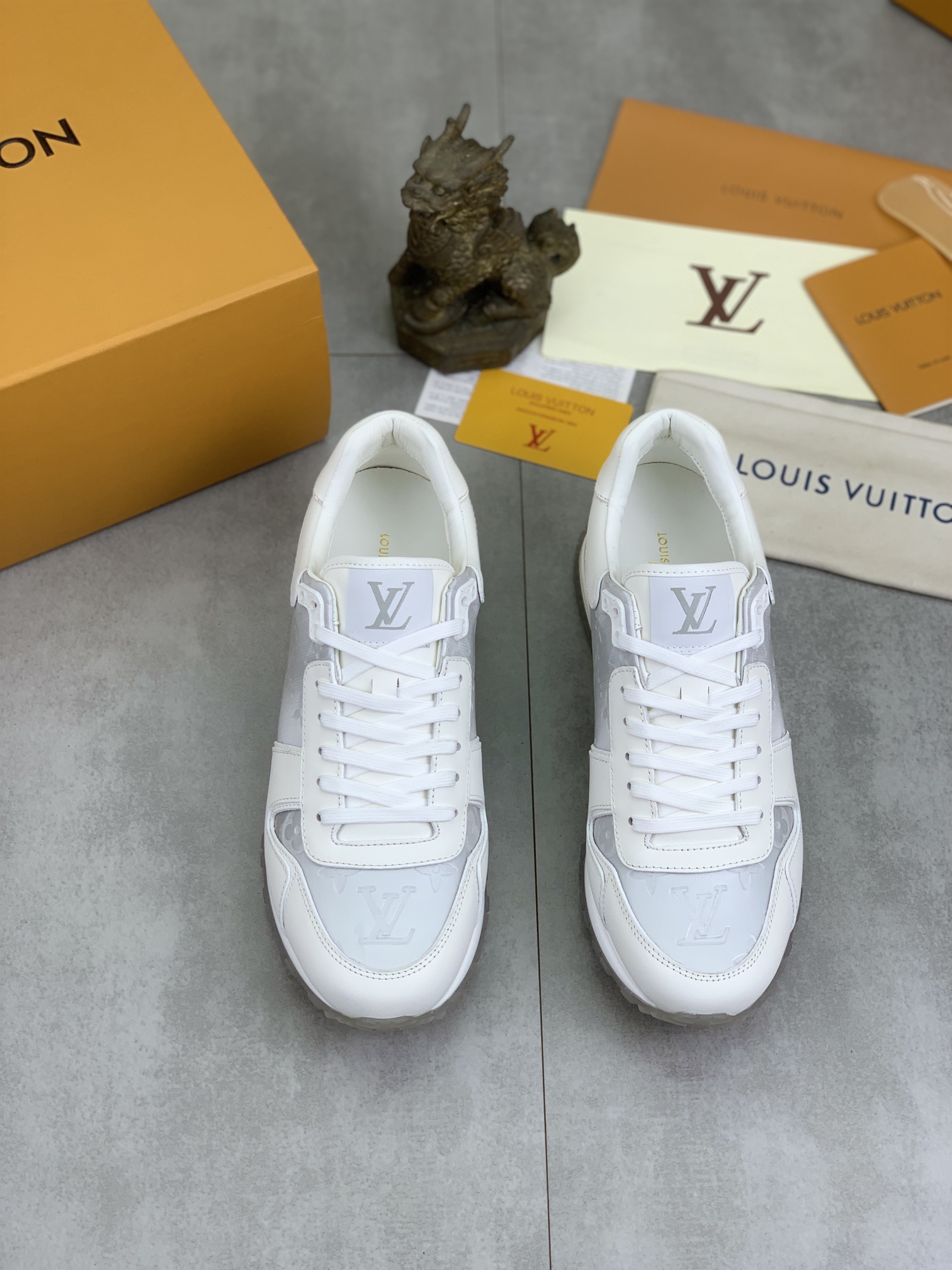 Louis Vuitton Men's White Leather Run Away Sneaker, Classic and Comfortable 3 i1719847702 1604 0
