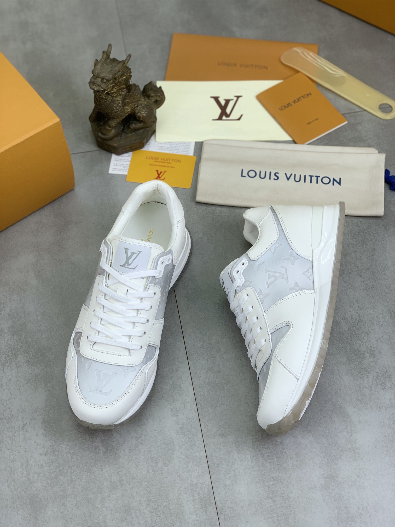 Louis Vuitton Men's White Leather Run Away Sneaker, Classic and Comfortable 6 i1719847702 3835 0