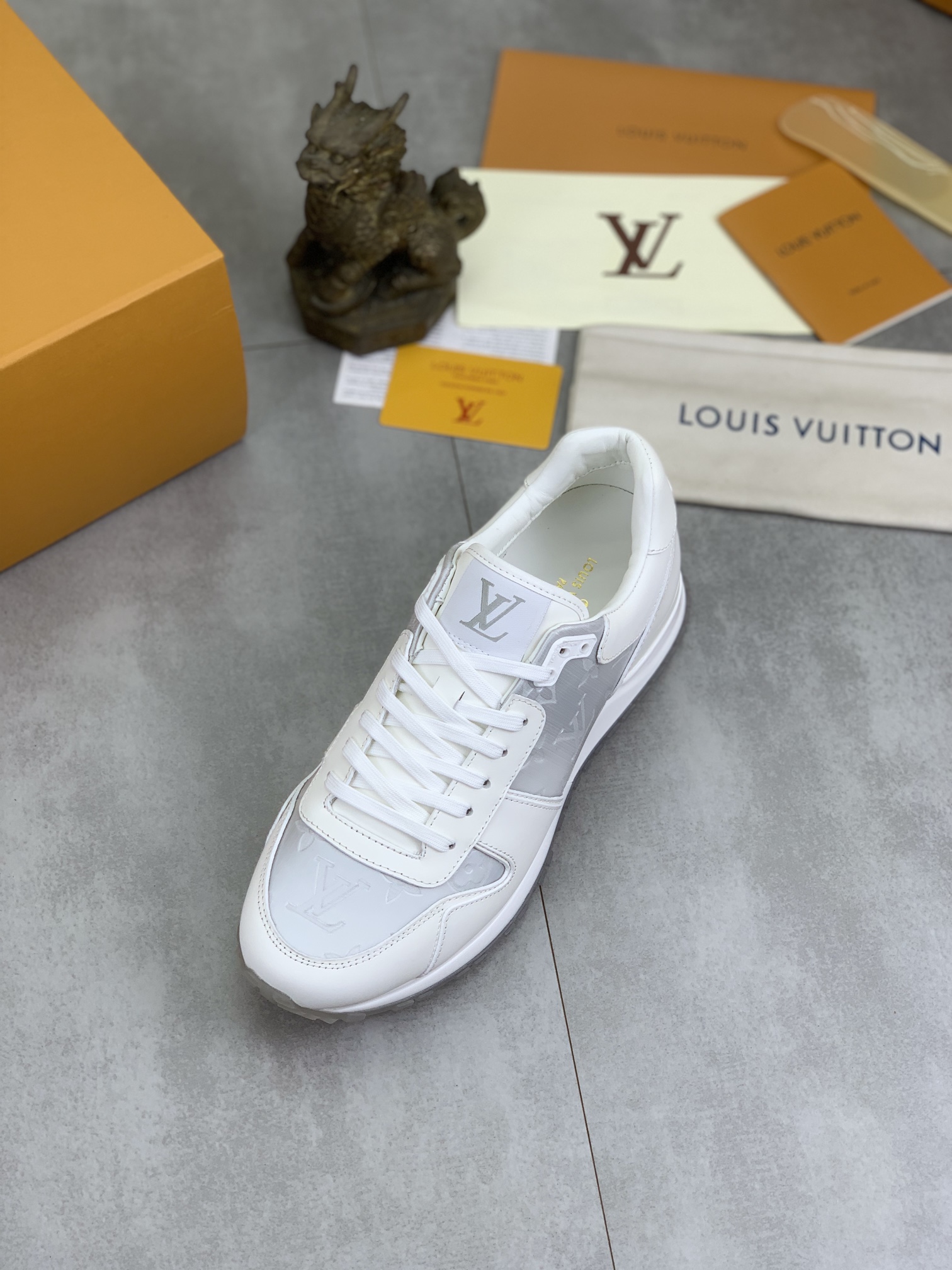 Louis Vuitton Men's White Leather Run Away Sneaker, Classic and Comfortable 5 i1719847702 7913 0