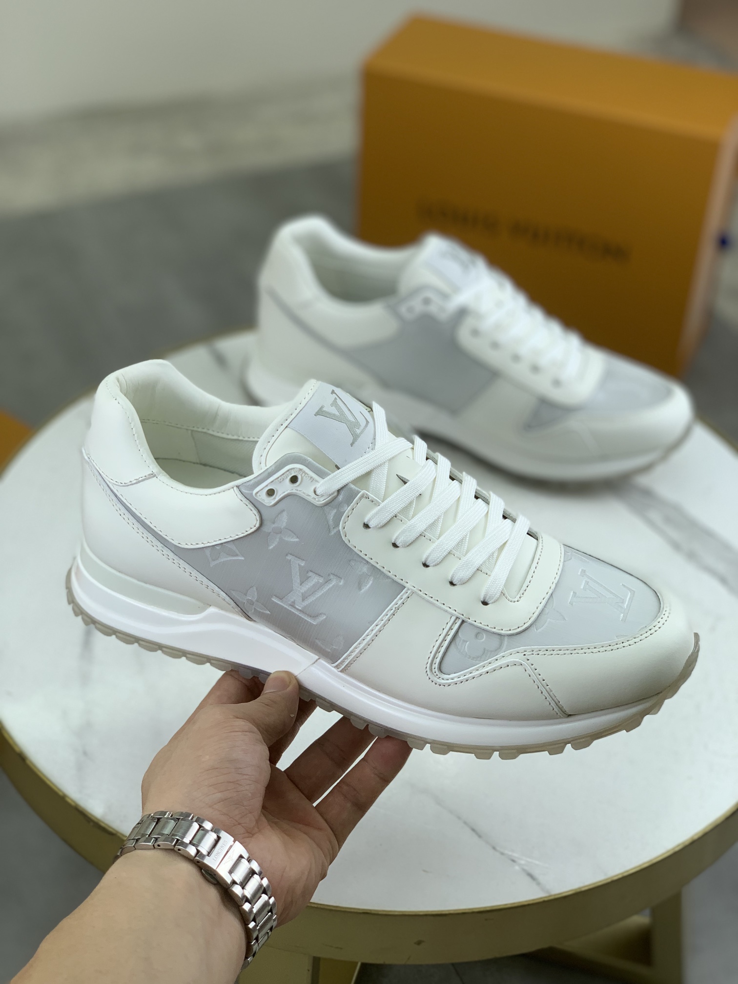 Louis Vuitton Men's White Leather Run Away Sneaker, Classic and Comfortable 4 i1719847702 8951 0