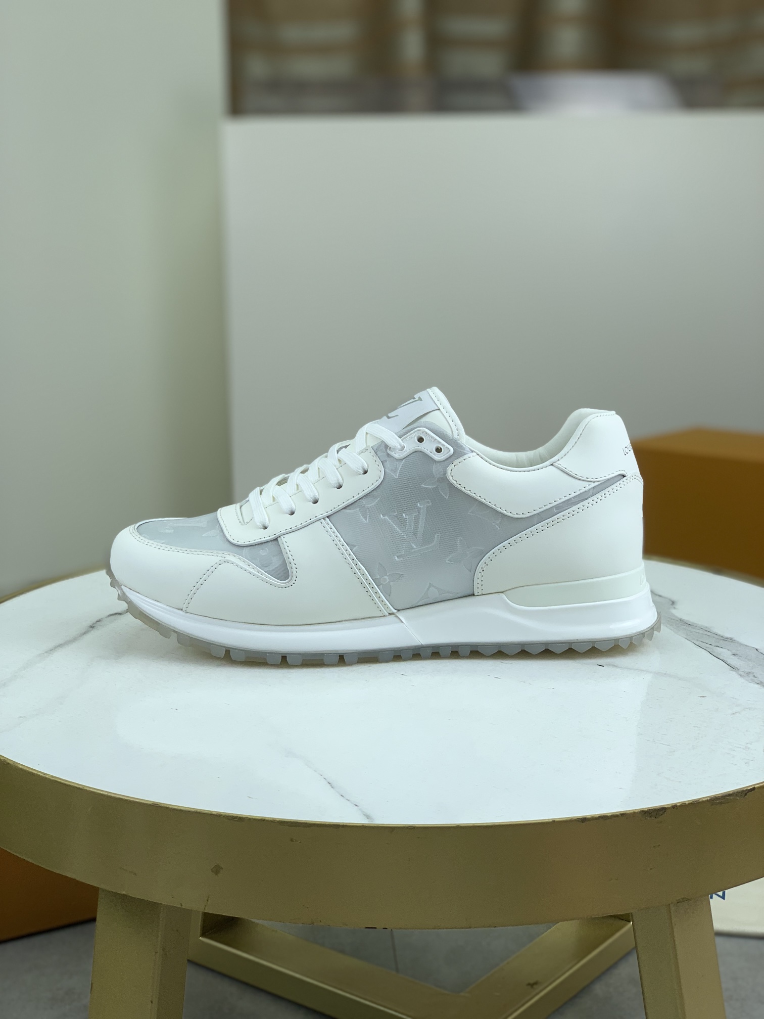 Louis Vuitton Men's White Leather Run Away Sneaker, Classic and Comfortable