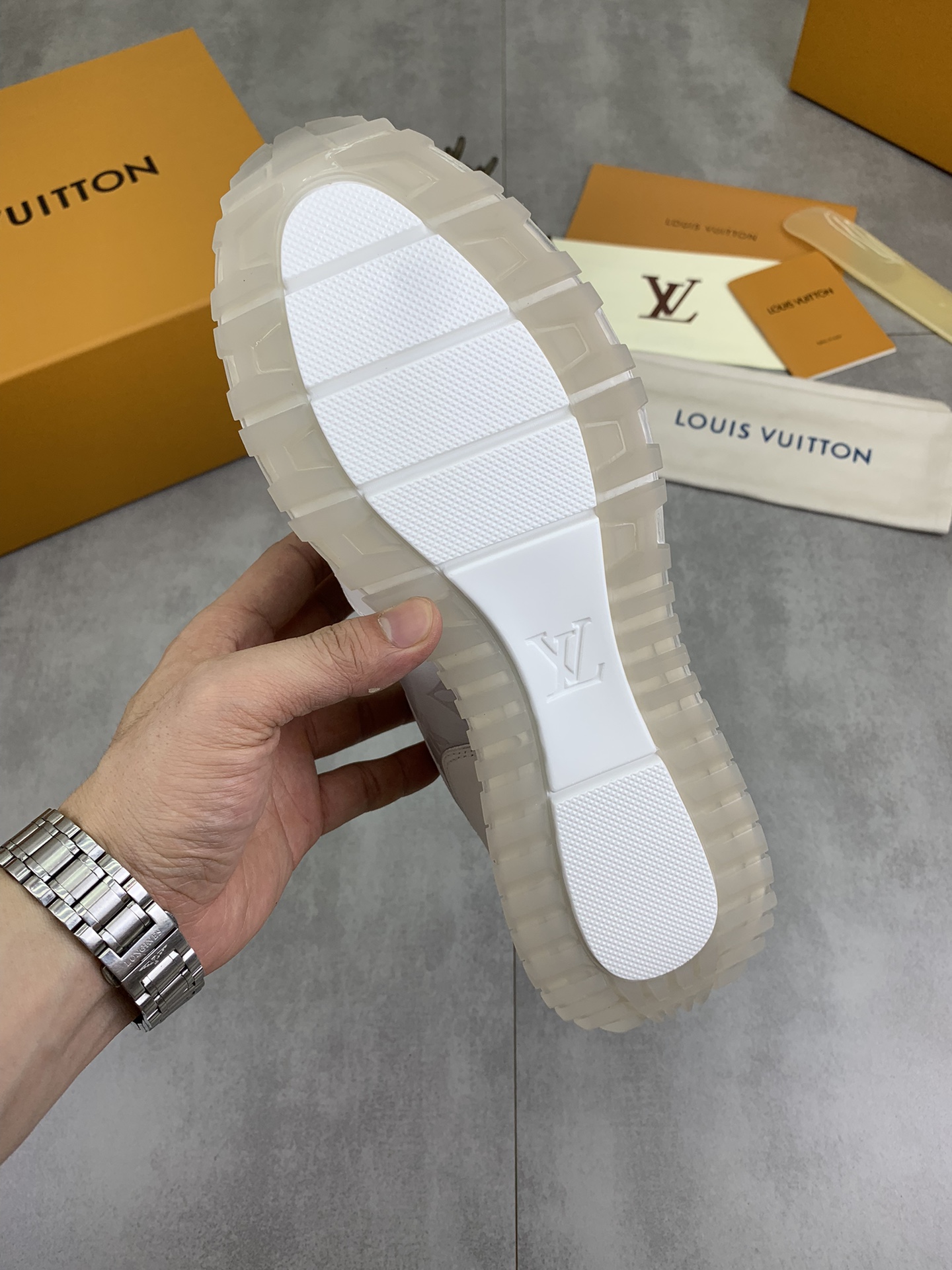 Louis Vuitton Men's White Leather Run Away Sneaker, Classic and Comfortable 9 i1719847702 9450 0