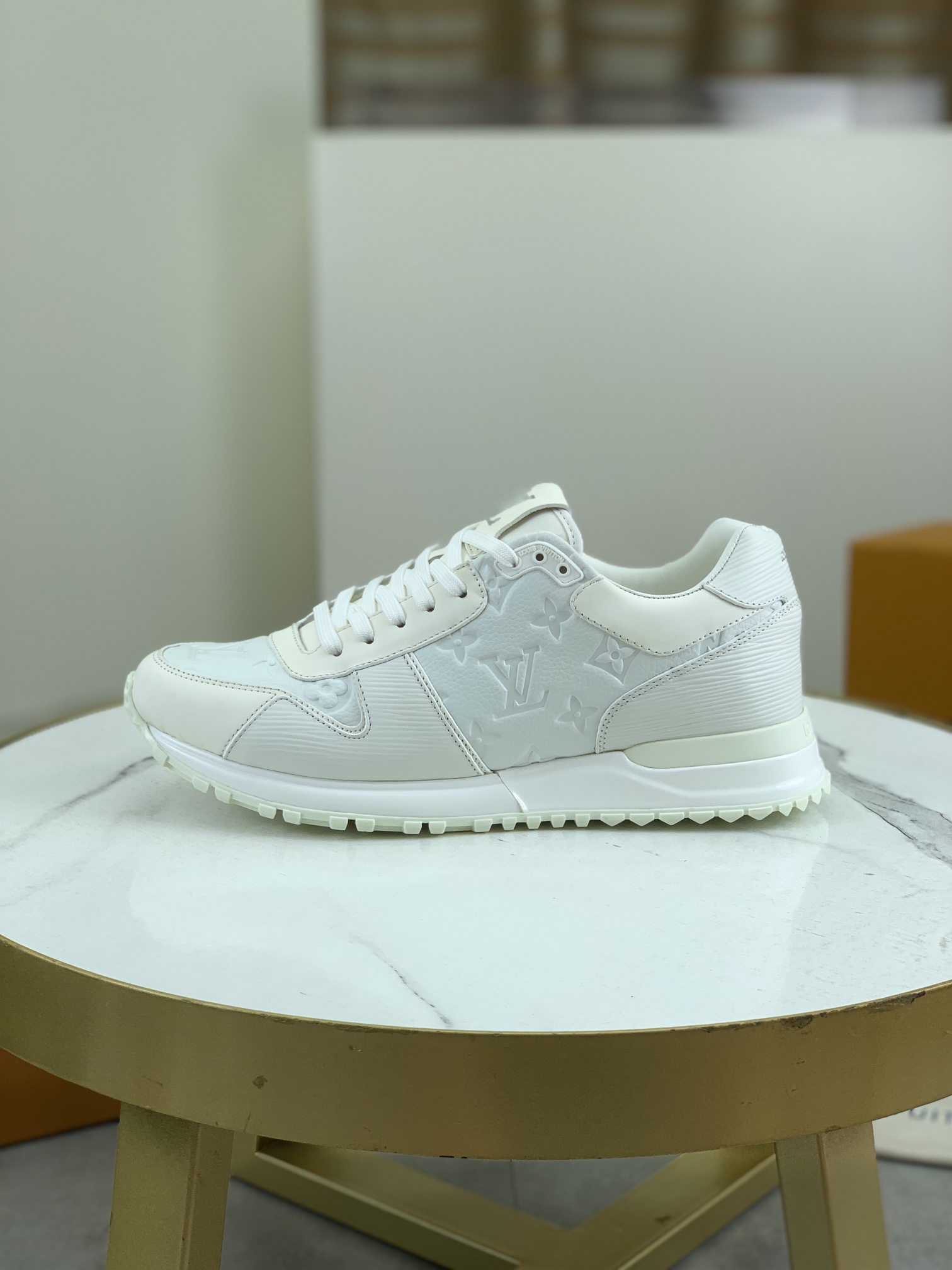 Louis Vuitton Men's White Leather Run Away Sneakers, Size 38-44