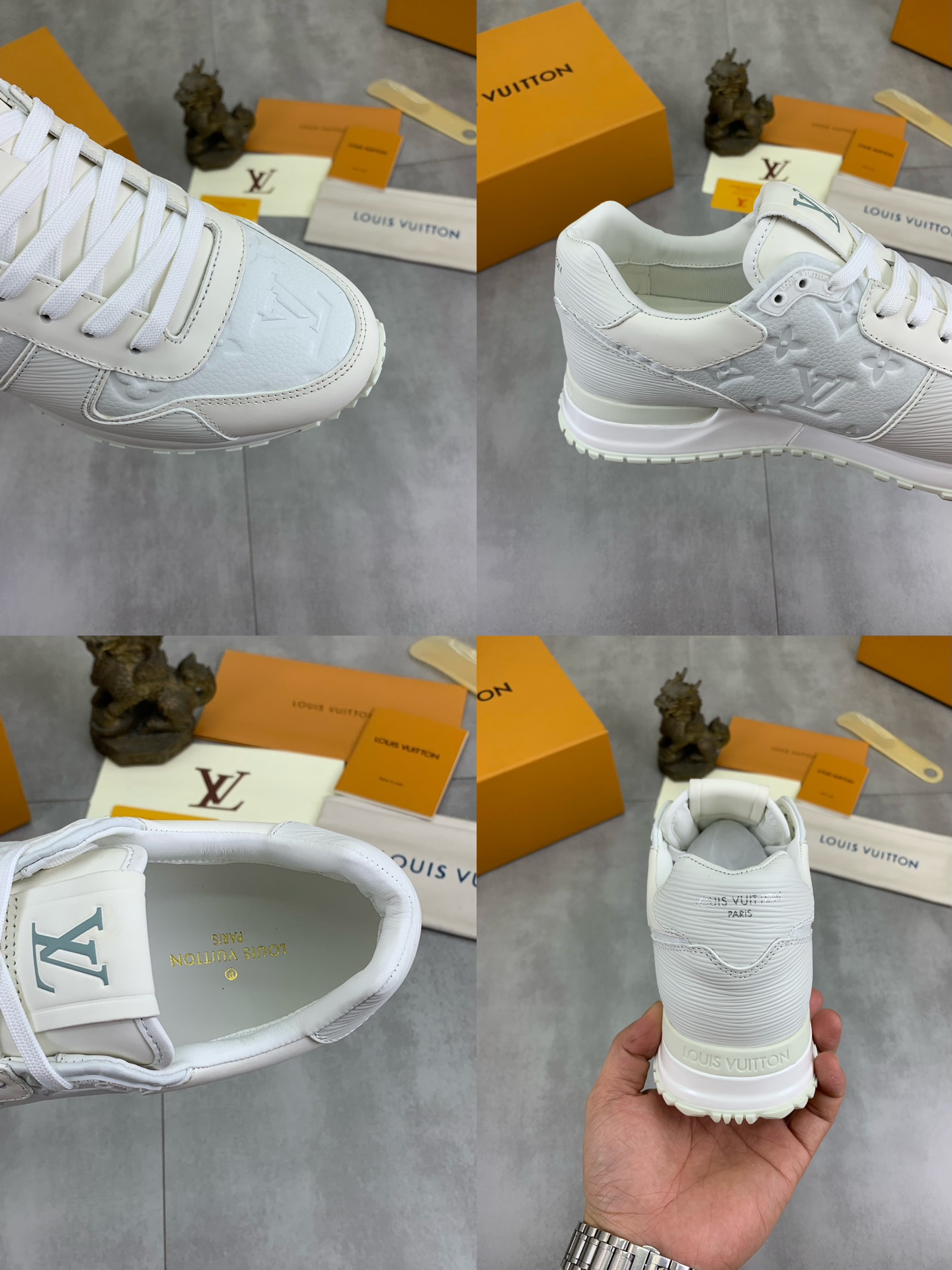 Louis Vuitton Men's White Leather Run Away Sneakers, Size 38-44 10 i1719847741 7768 0