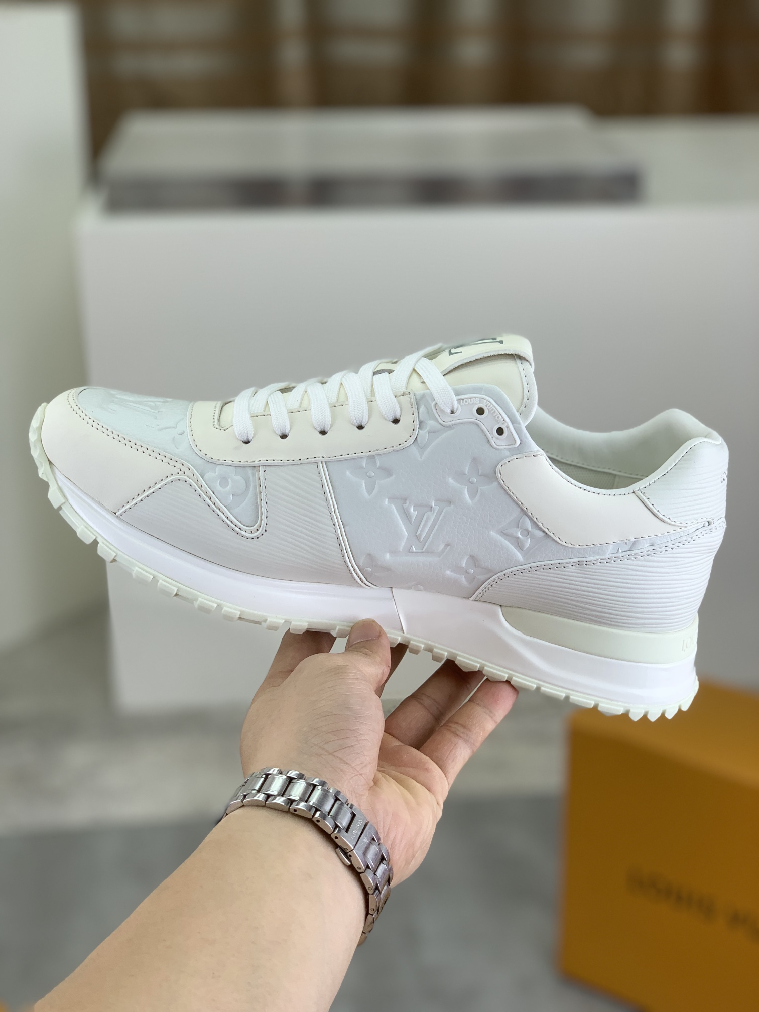 Louis Vuitton Men's White Leather Run Away Sneakers, Size 38-44 7 i1719847741 8000 0