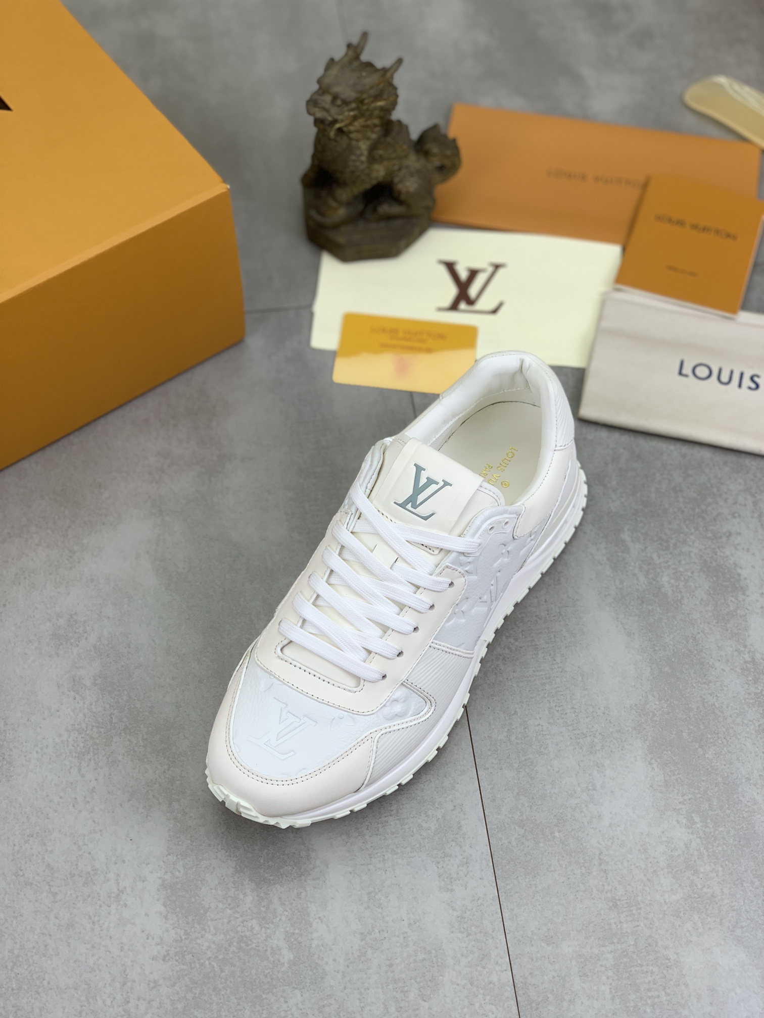 Louis Vuitton Men's White Leather Run Away Sneakers, Size 38-44 5 i1719847741 9712 0