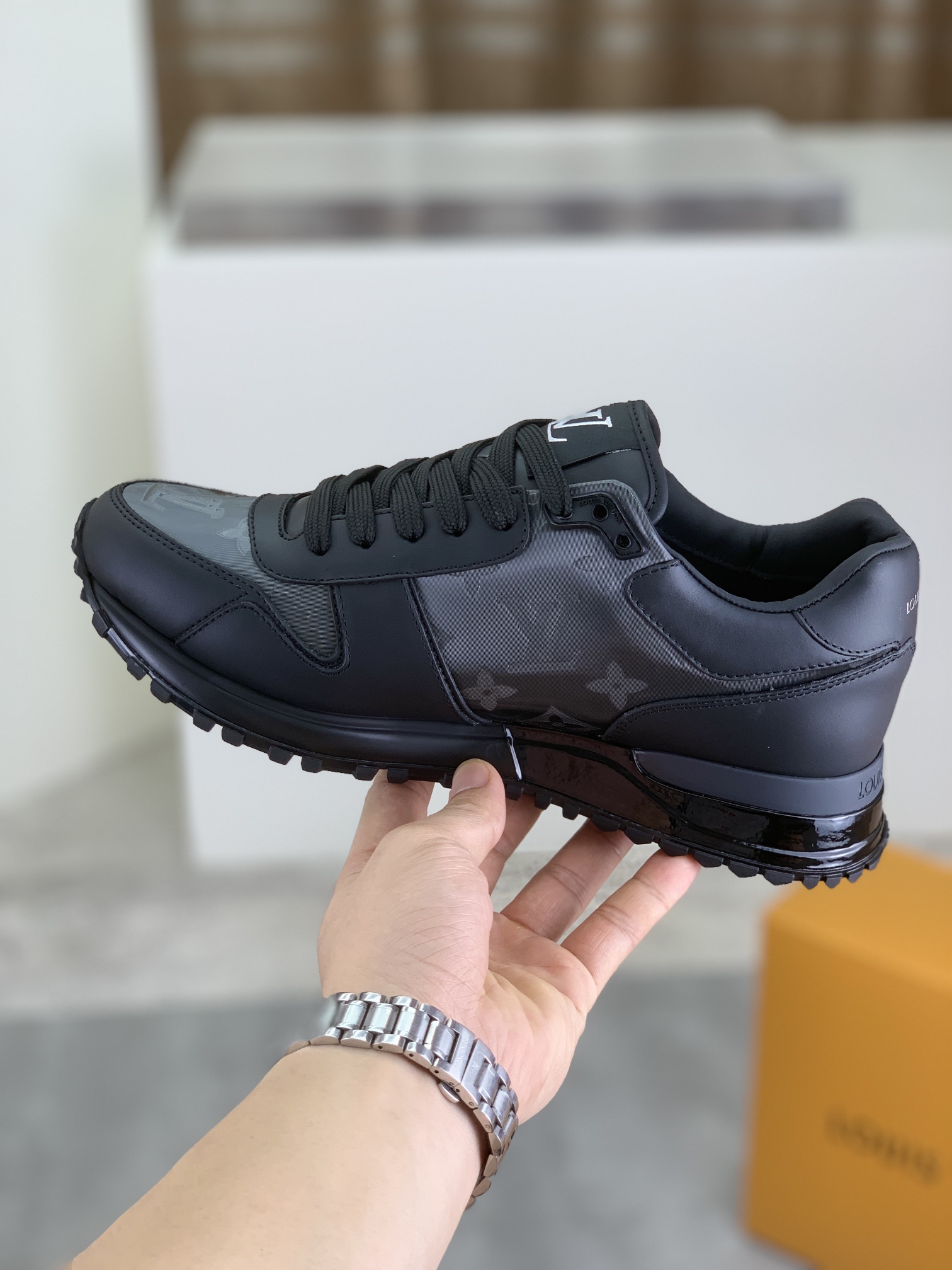 Louis Vuitton Men's Black Leather Run Away Sneakers, Sizes 38-44 7 i1719847974 7888 0