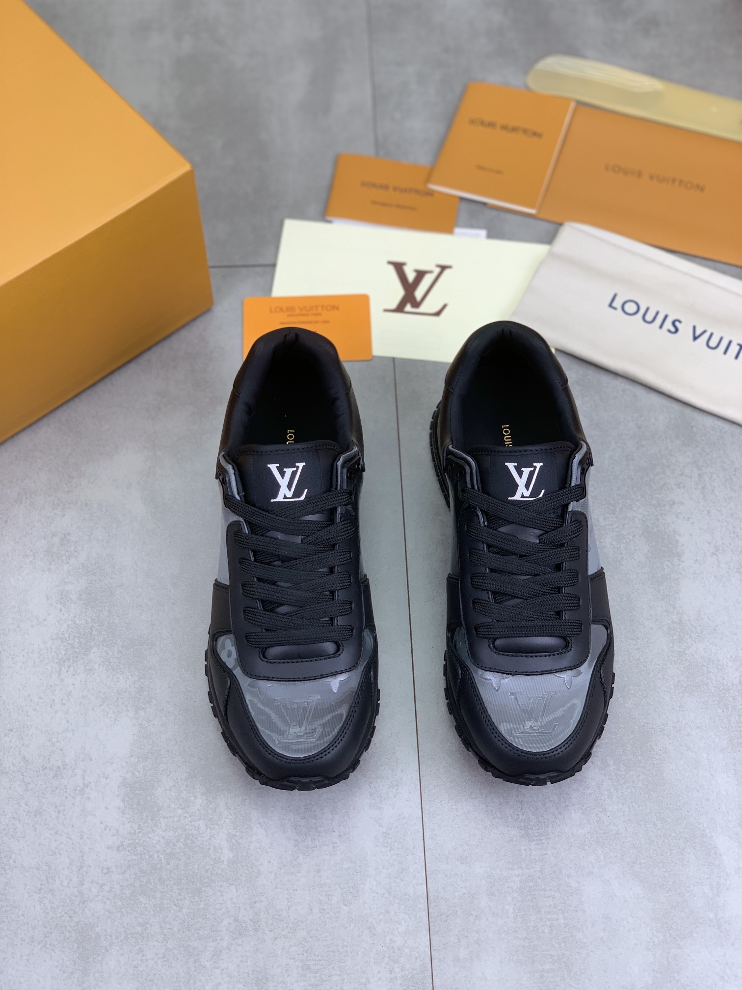 Louis Vuitton Men's Black Leather Run Away Sneakers, Sizes 38-44 3 i1719847974 8416 0